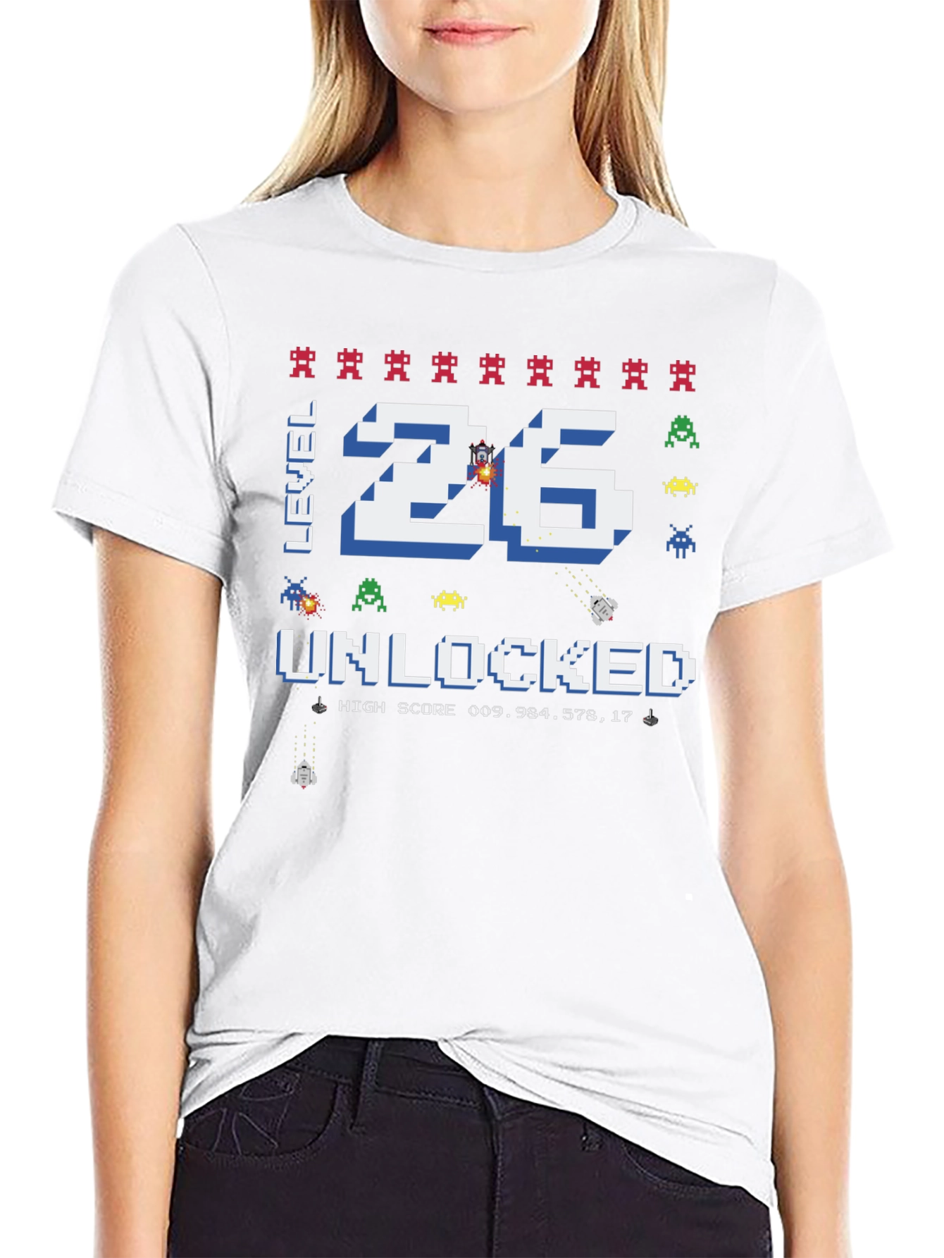 Level 26 Unlocked Gamer T-Shirt - Pixelated Design