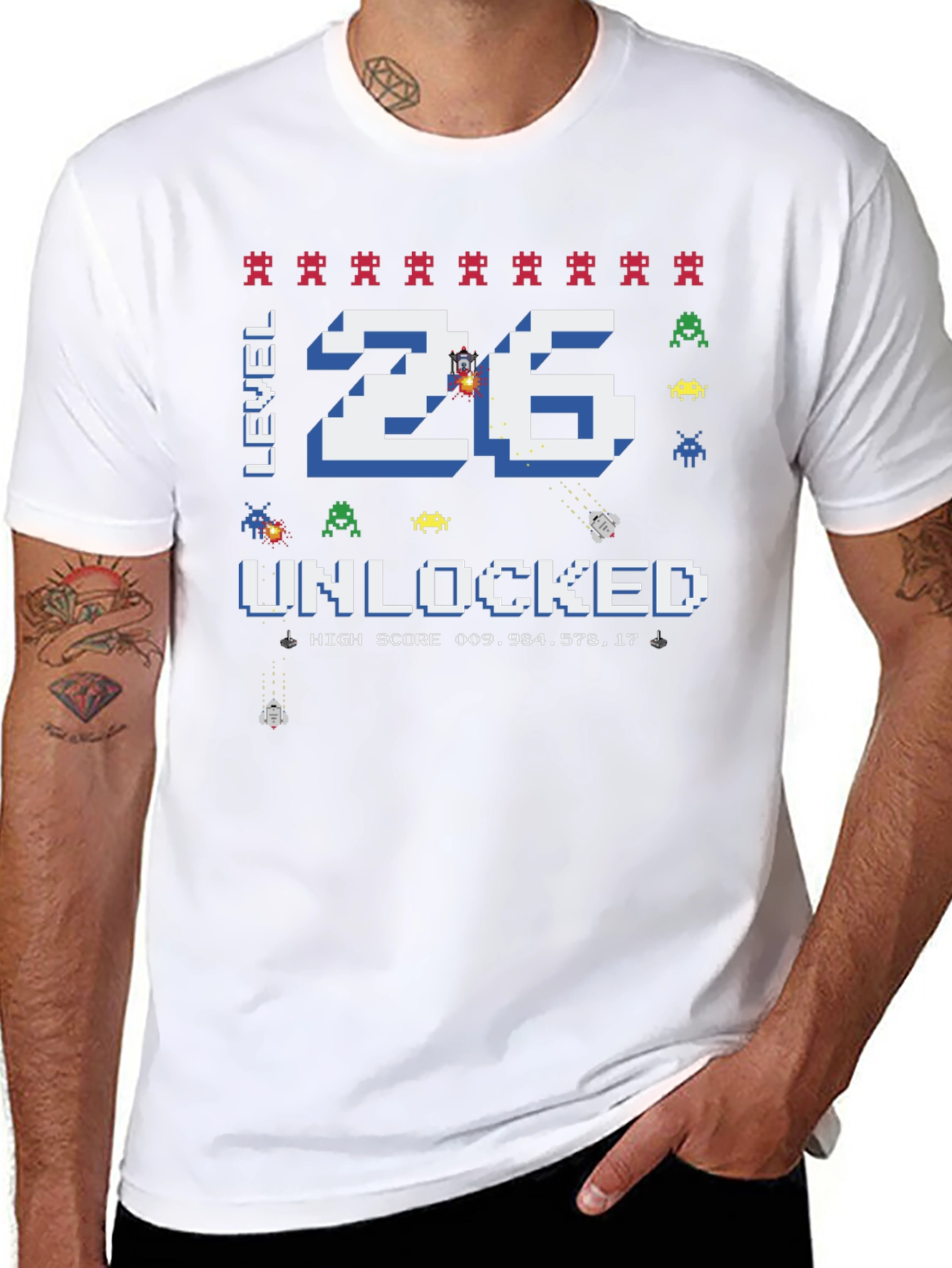 Level 26 Unlocked Gamer T-Shirt - Pixelated Design
