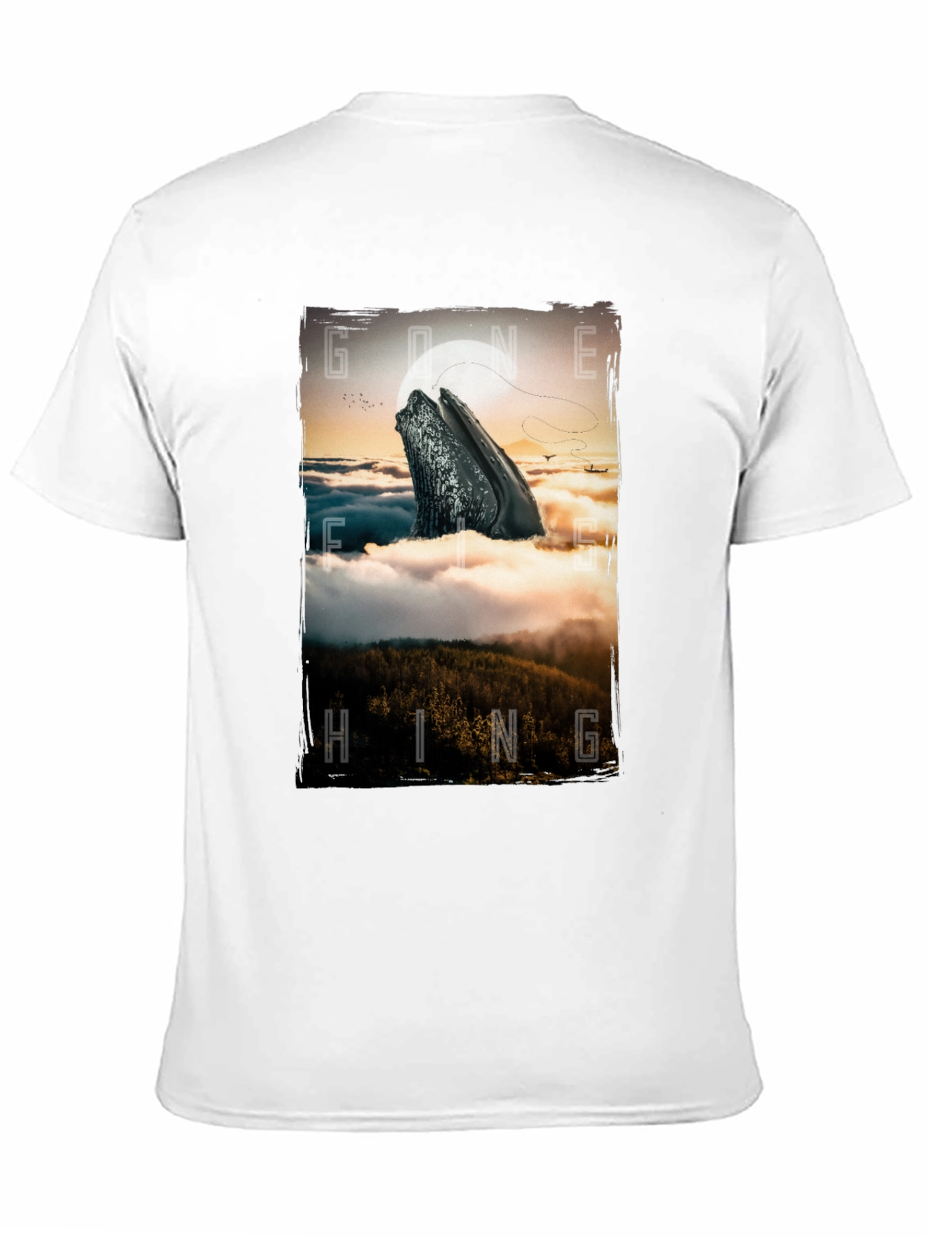 Gone Hiking Whale Graphic Tee - Black Cotton T-Shirt