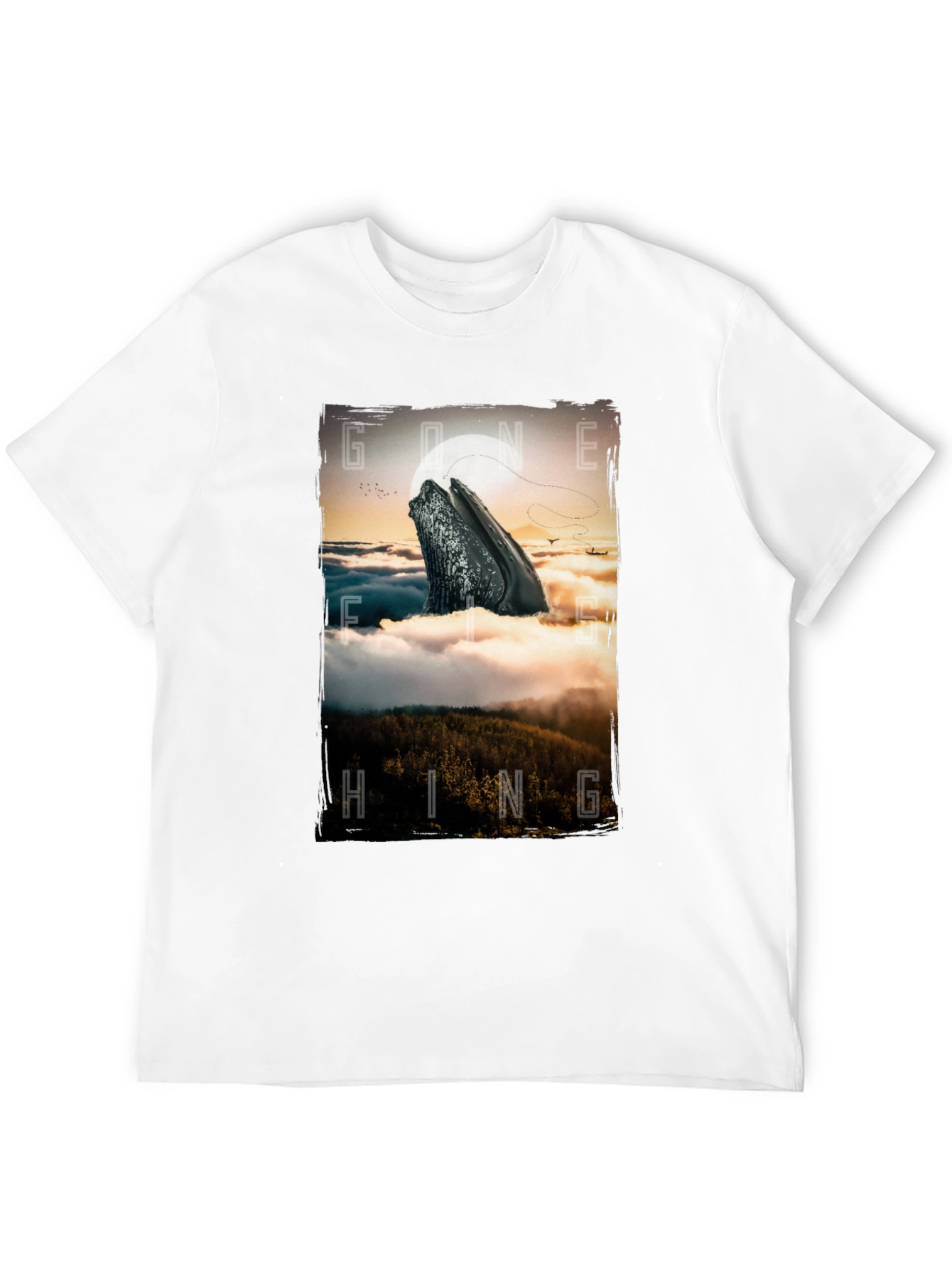 Gone Hiking Whale Graphic Tee - Black Cotton T-Shirt
