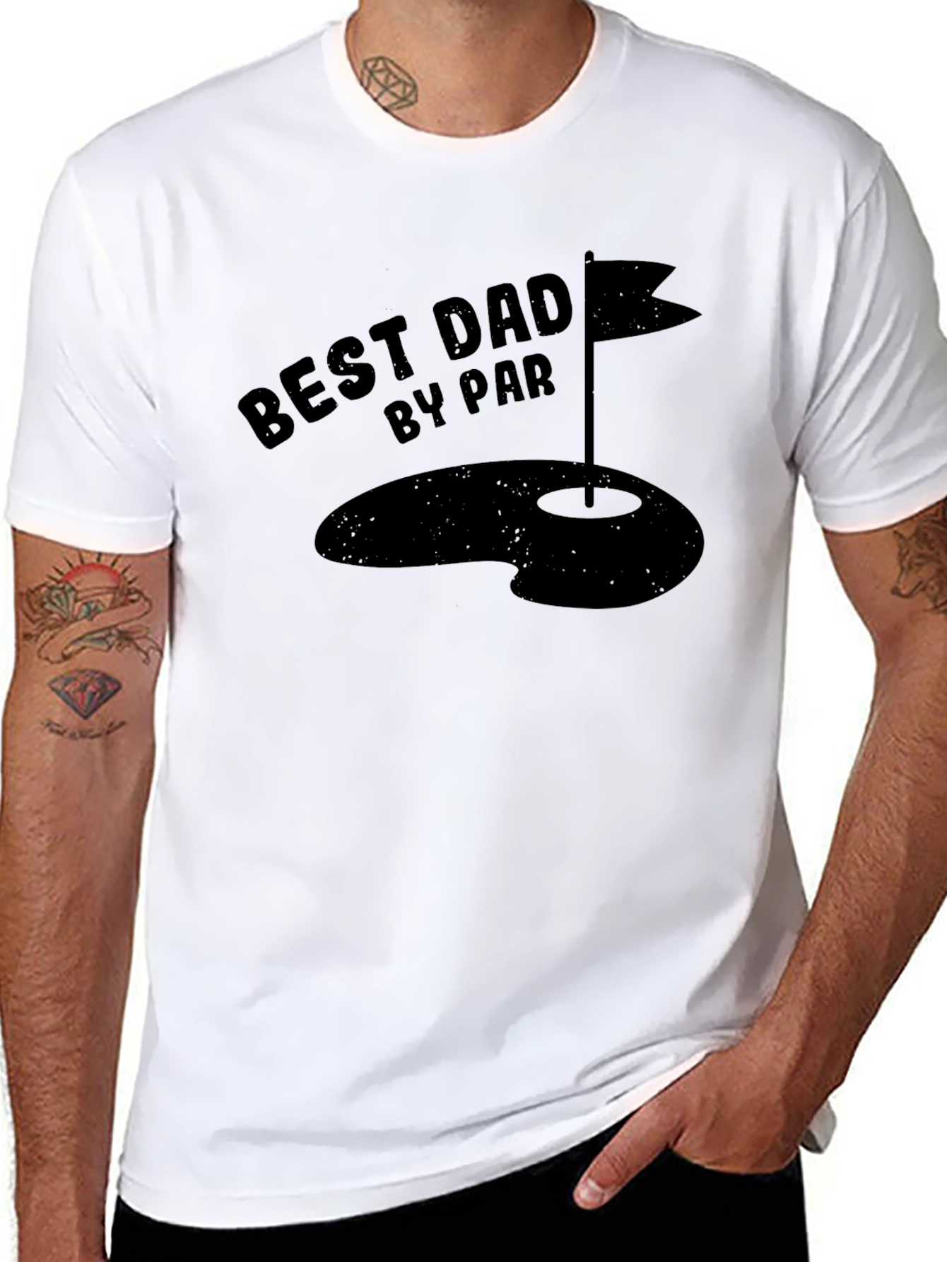 Best Dad By Par Black Graphic Tee Golf Lover