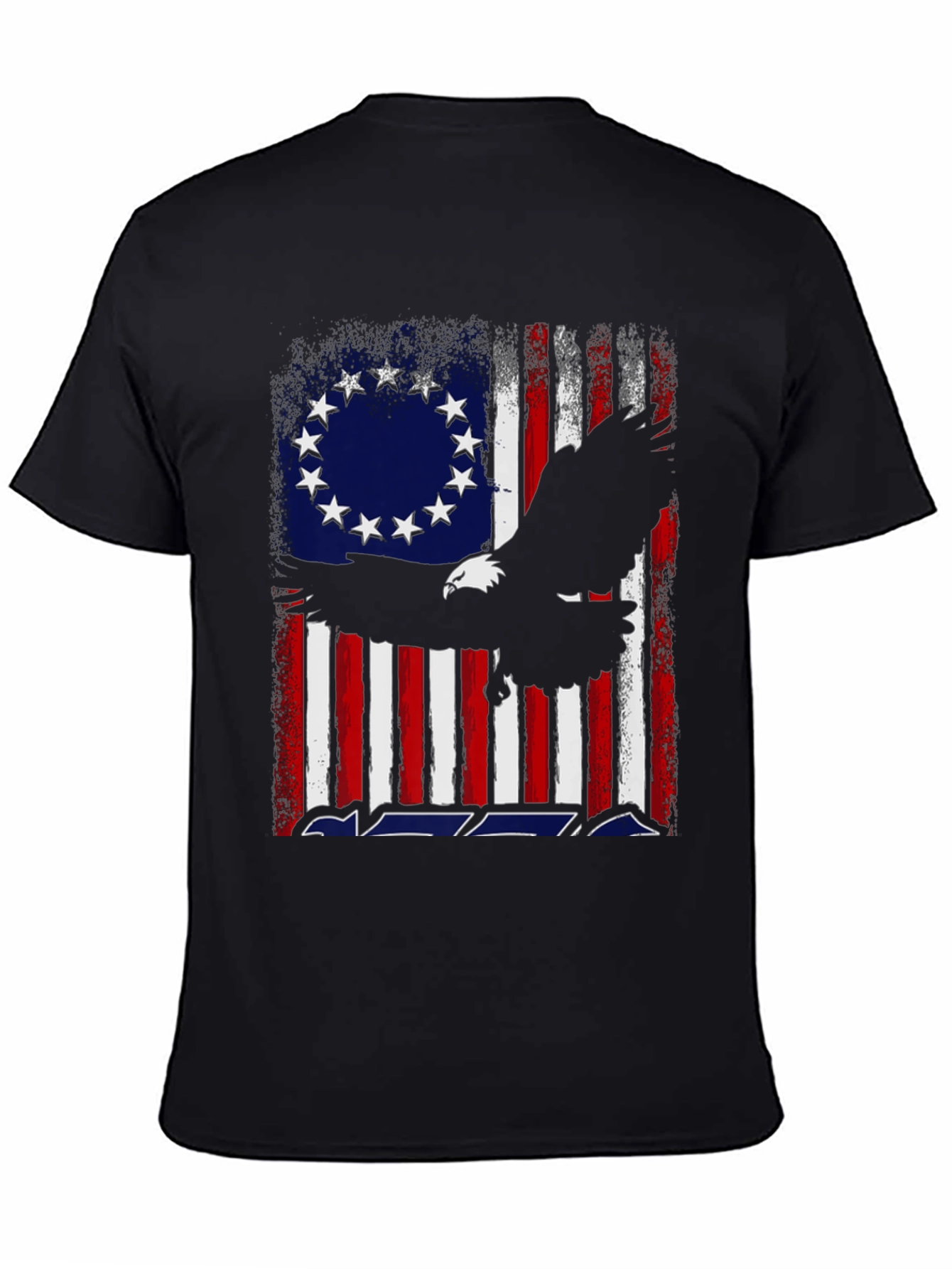 Patriotic Eagle & Betsy Ross Flag Graphic T-Shirt