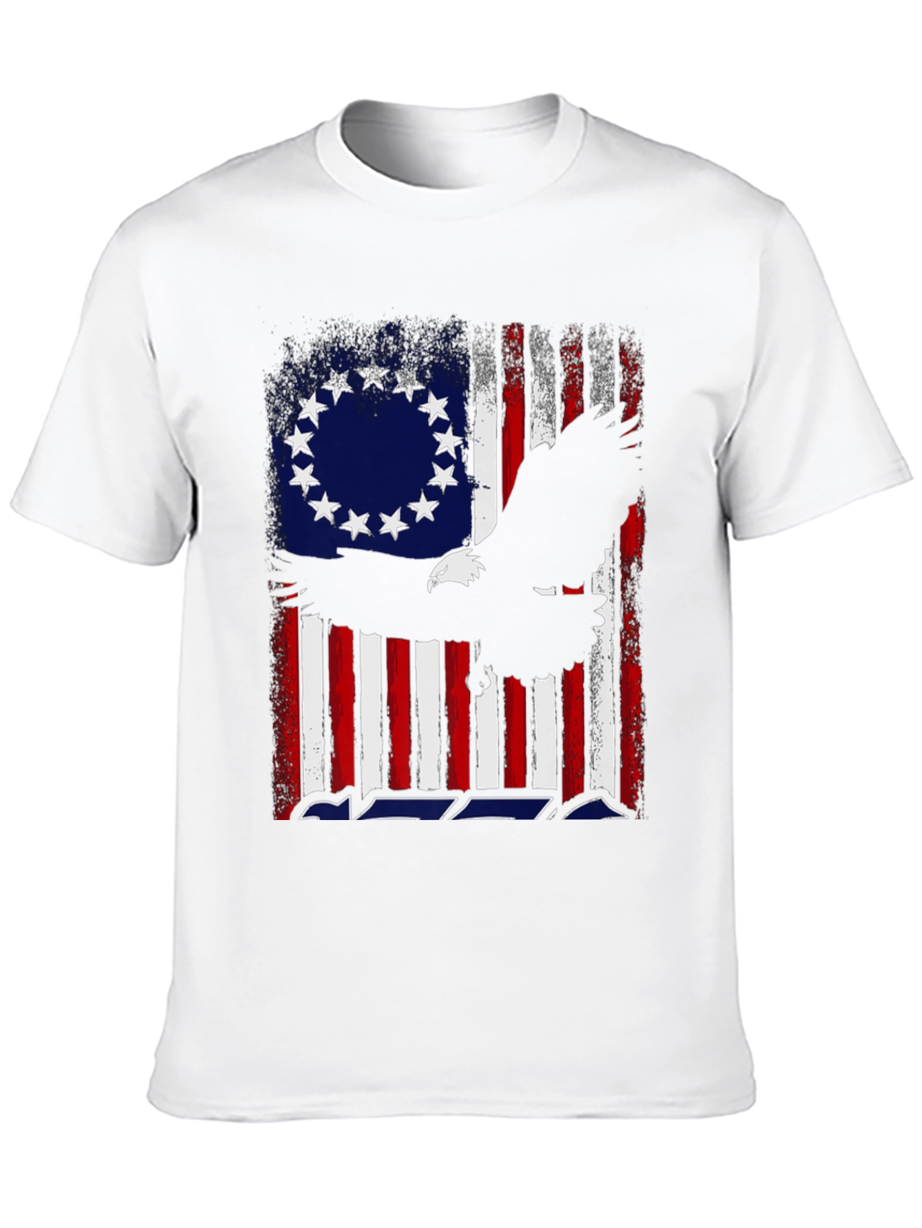 Patriotic Eagle & Betsy Ross Flag Graphic T-Shirt