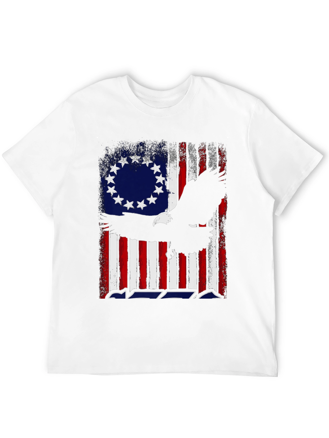 Patriotic Eagle & Betsy Ross Flag Graphic T-Shirt