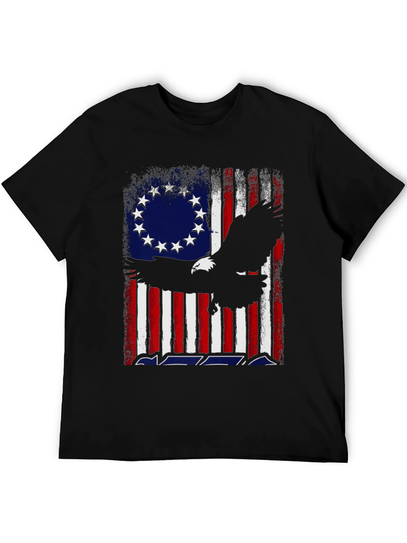 Patriotic Eagle & Betsy Ross Flag Graphic T-Shirt