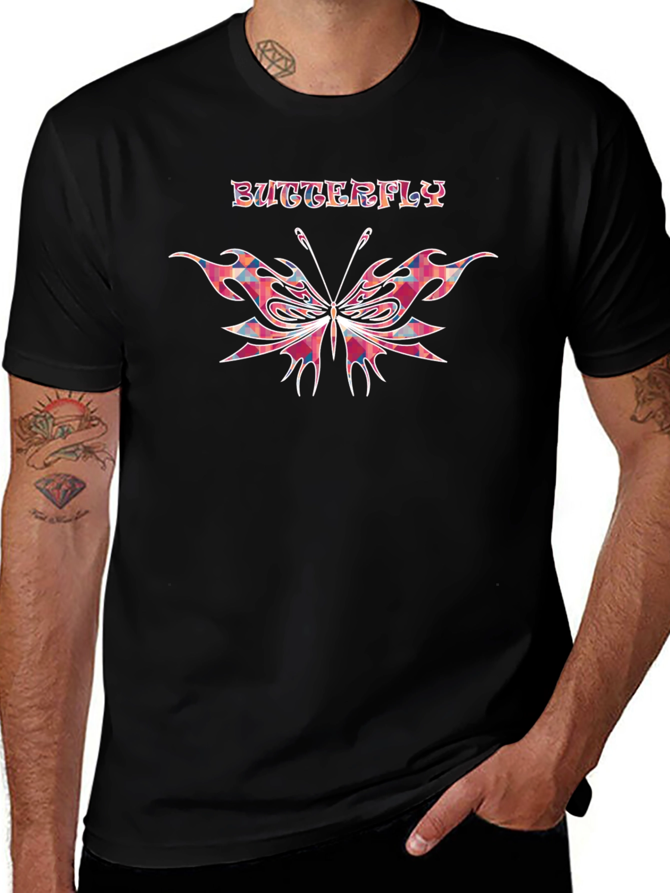 Butterfly Graphic Black T-Shirt for Men