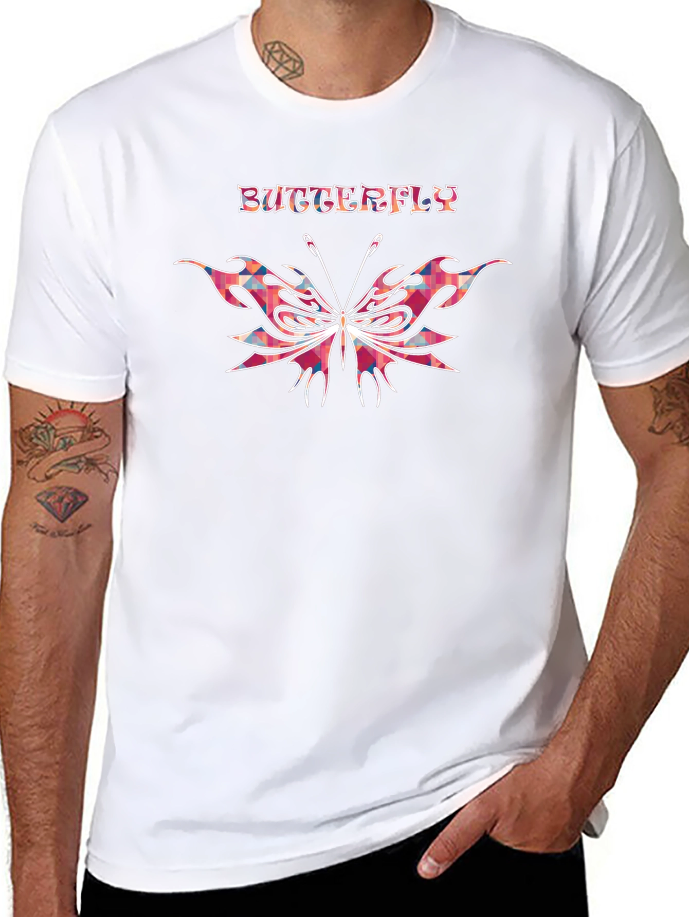 Butterfly Graphic Black T-Shirt for Men