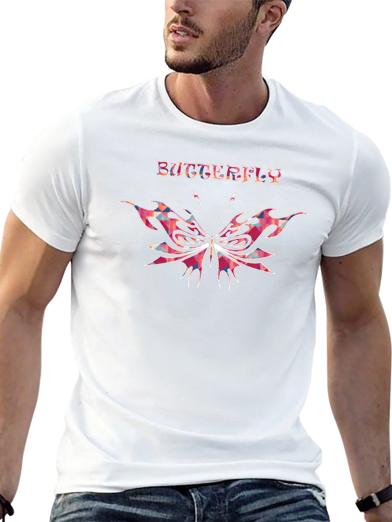 Butterfly Graphic Black T-Shirt for Men