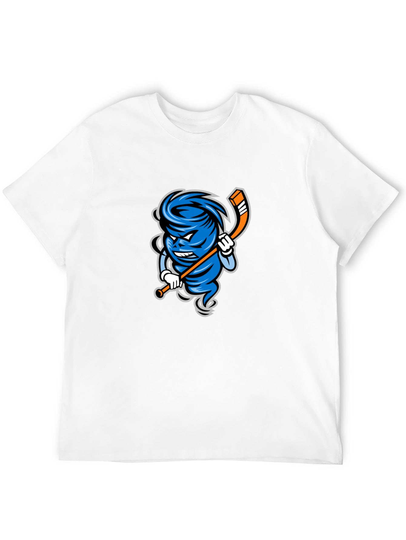 Mens Black Cartoon Hurricane Hockey T-Shirt