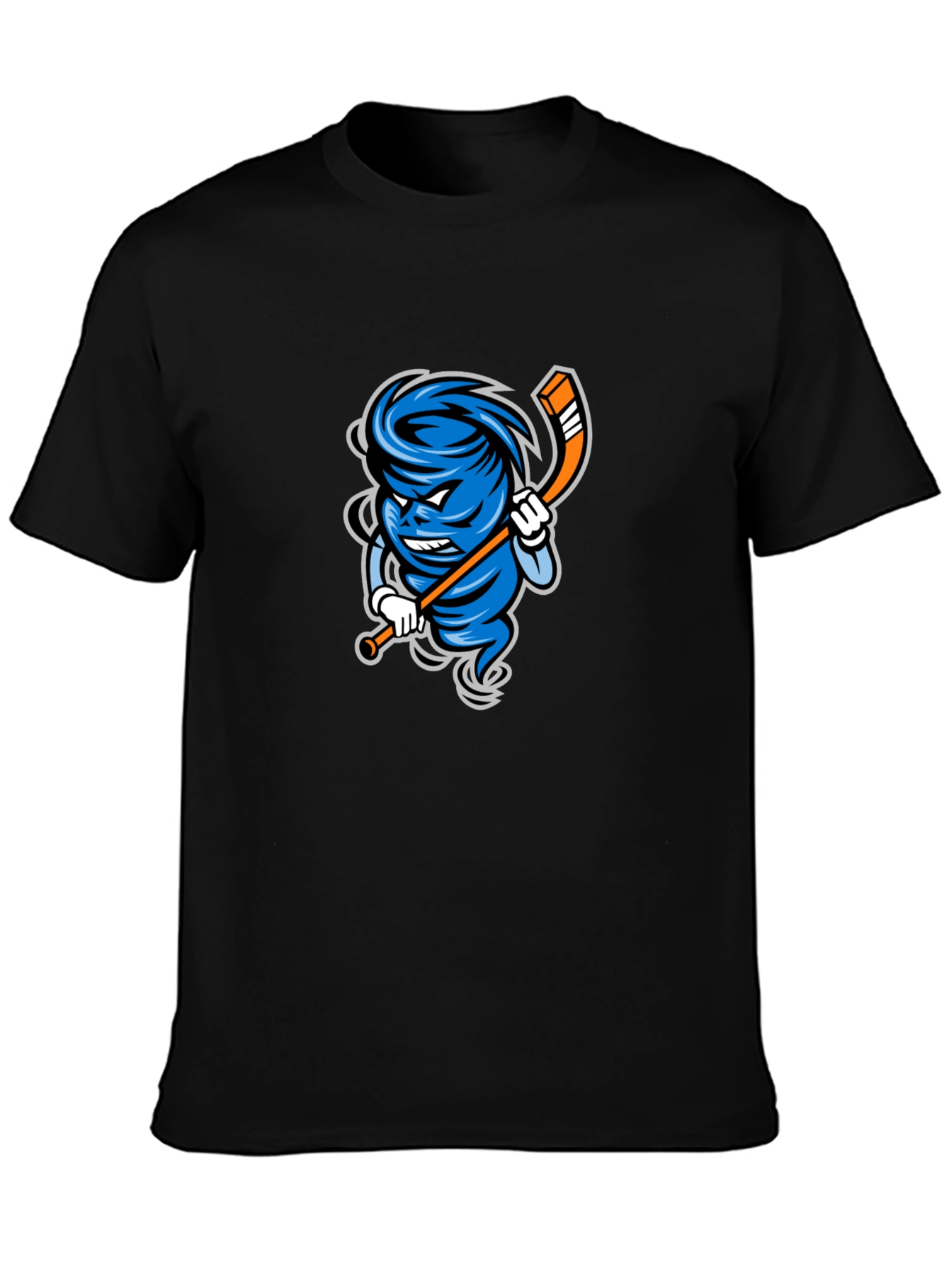 Mens Black Cartoon Hurricane Hockey T-Shirt