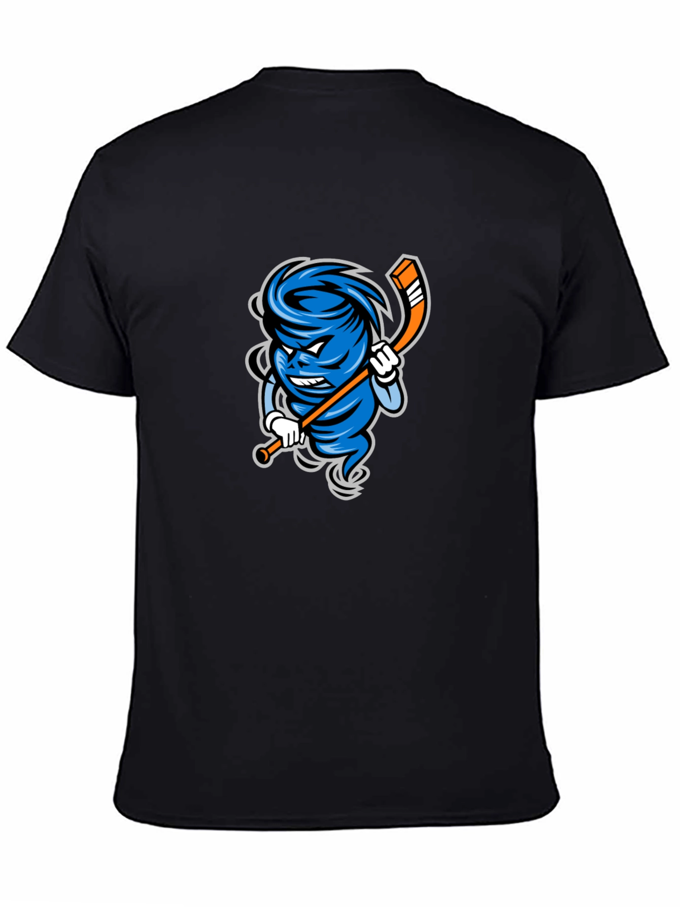 Mens Black Cartoon Hurricane Hockey T-Shirt