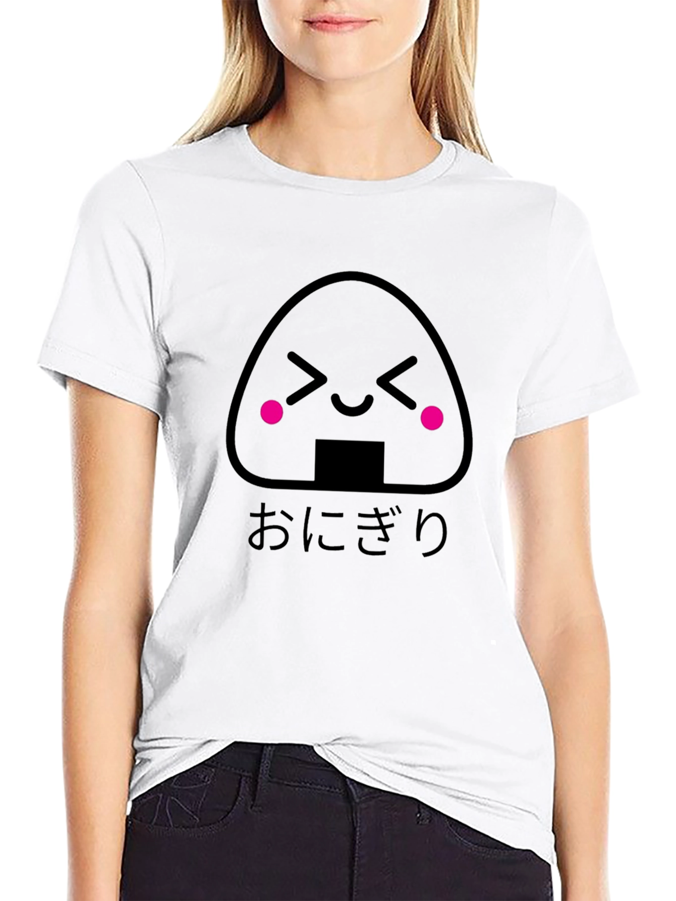Onigiri Kawaii Graphic Tee - Black Cotton T-Shirt