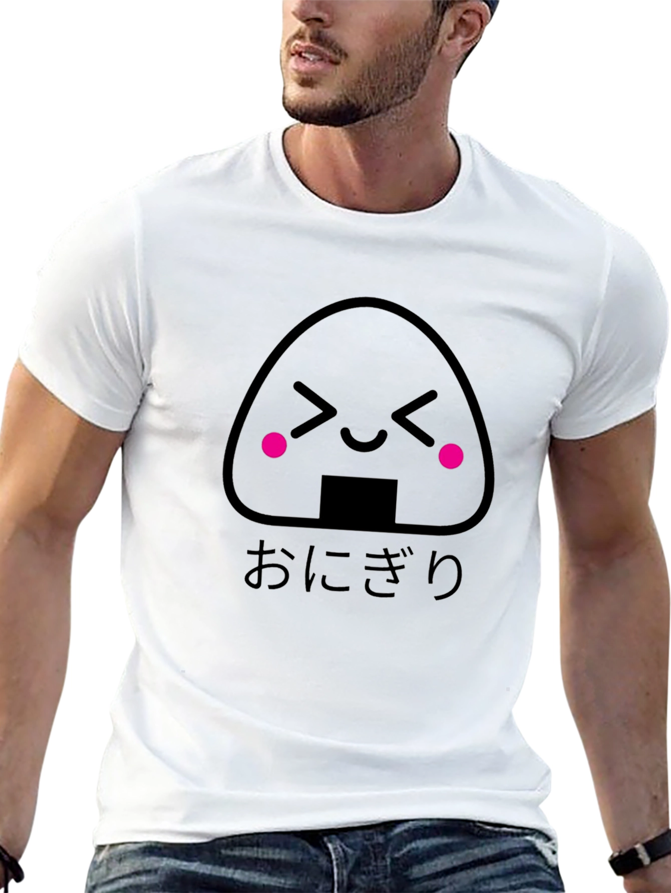 Onigiri Kawaii Graphic Tee - Black Cotton T-Shirt