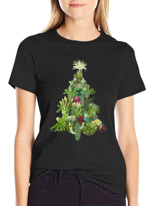 Cactus Christmas Tree Graphic T-Shirt
