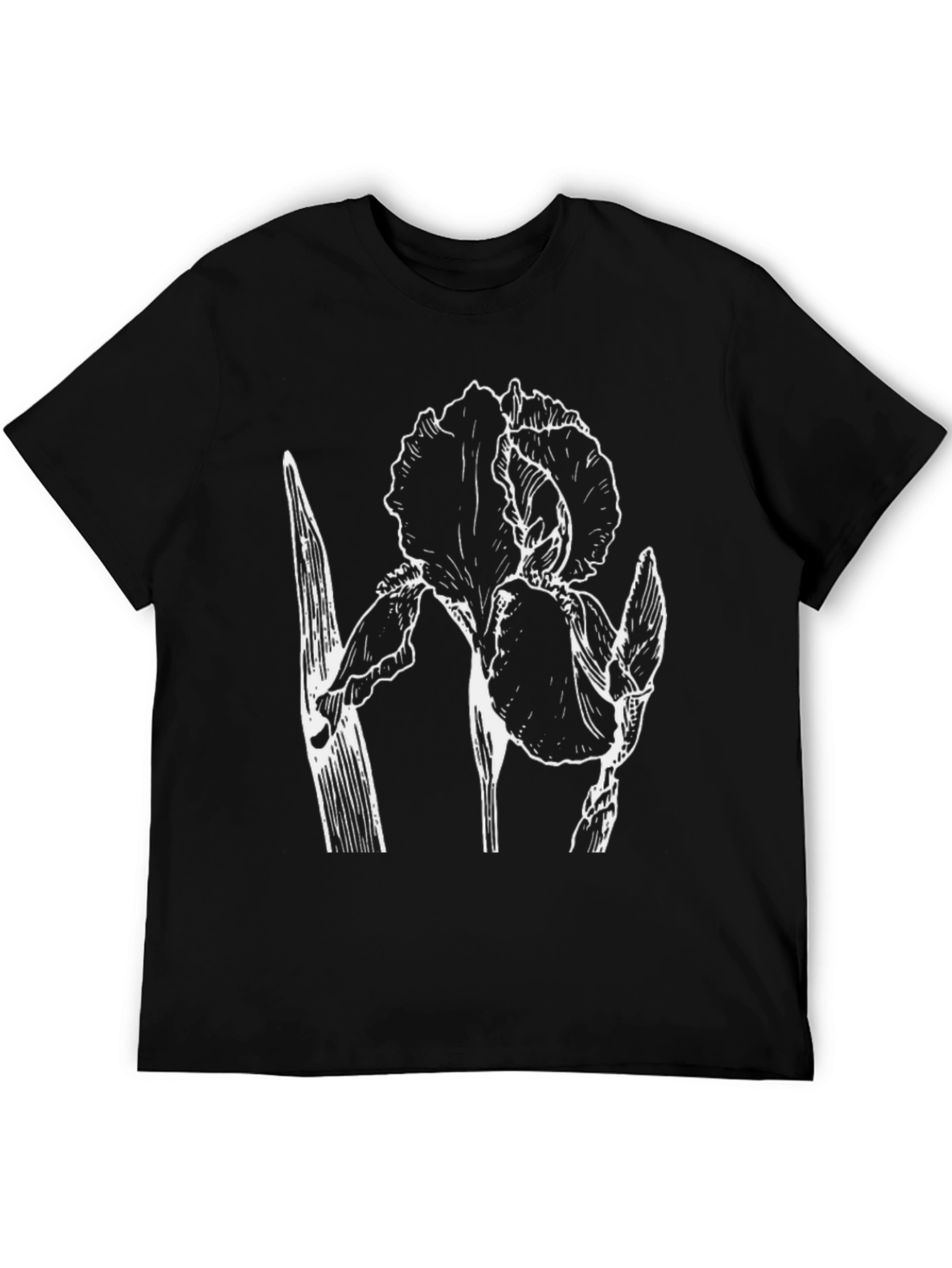 Floral Graphic Print Black Crew Neck T-Shirt