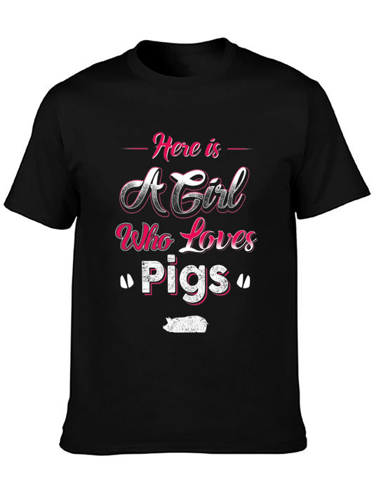 Here is A Girl Who Loves Pigs T-Shirt - Unisex