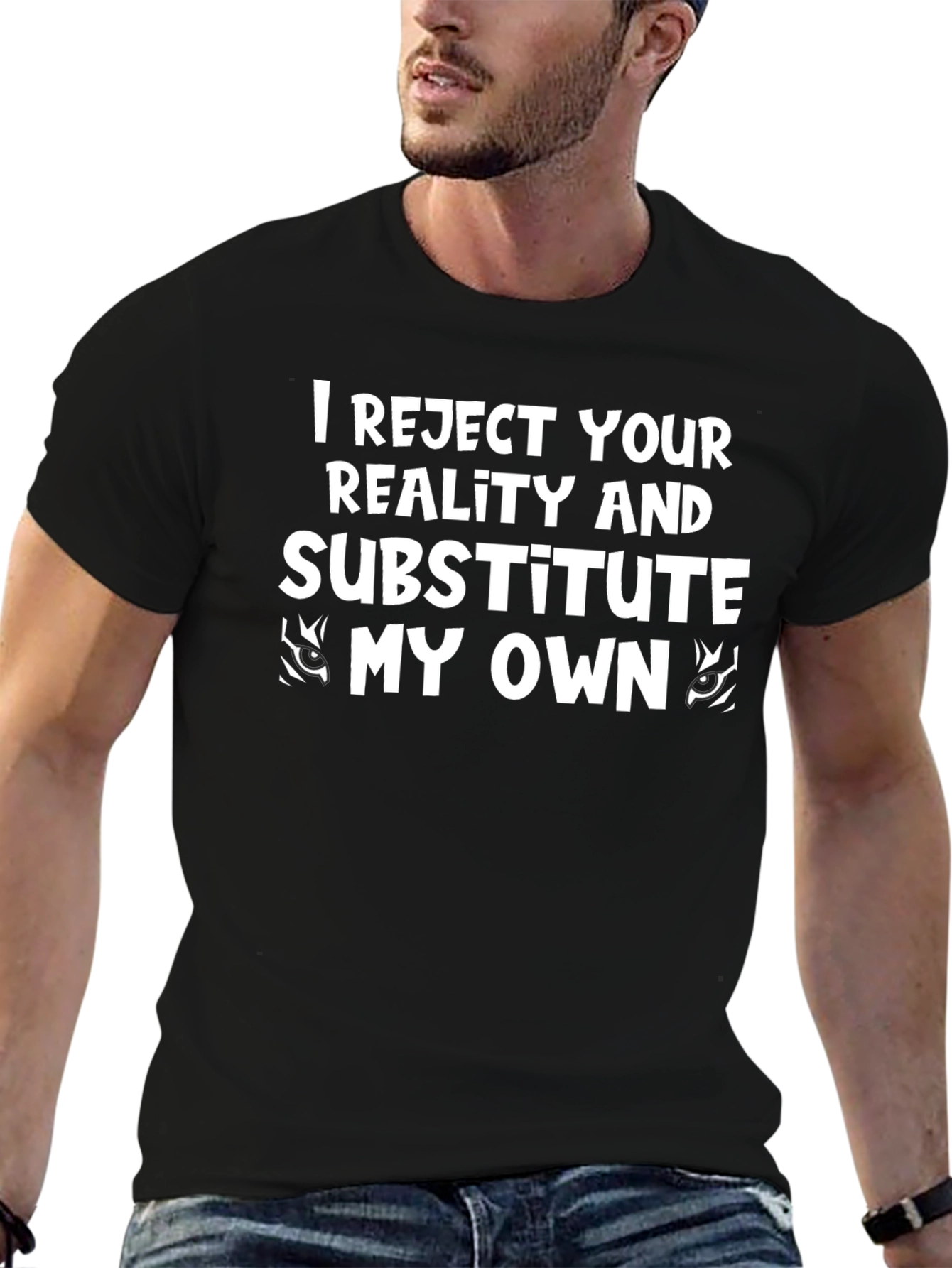 Reject Reality Graphic Tee - Black Cotton T-Shirt