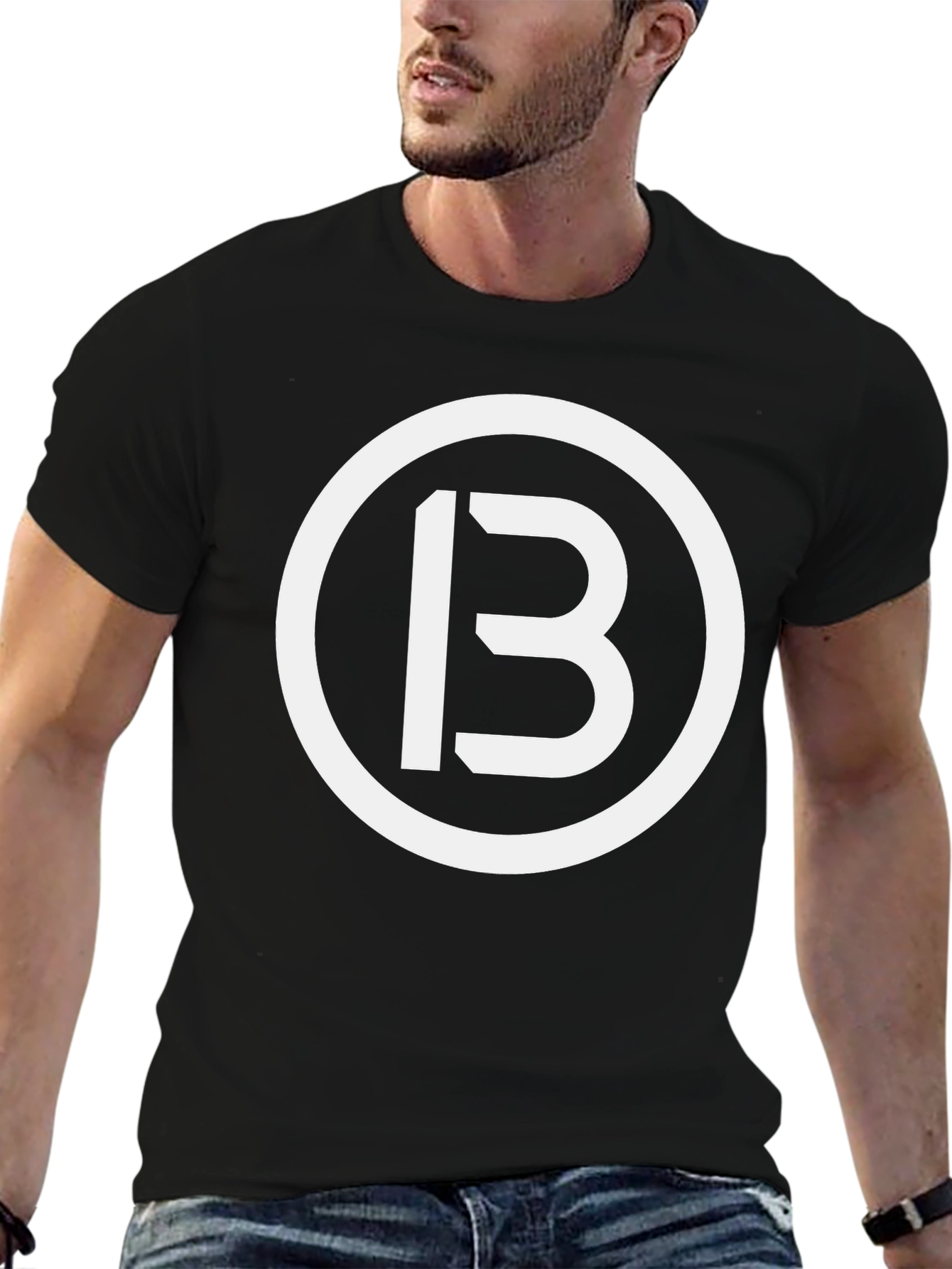 Black T-Shirt with White 13 Circle Logo