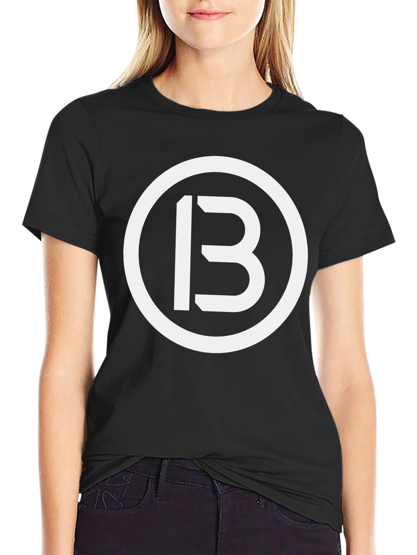 Black T-Shirt with White 13 Circle Logo
