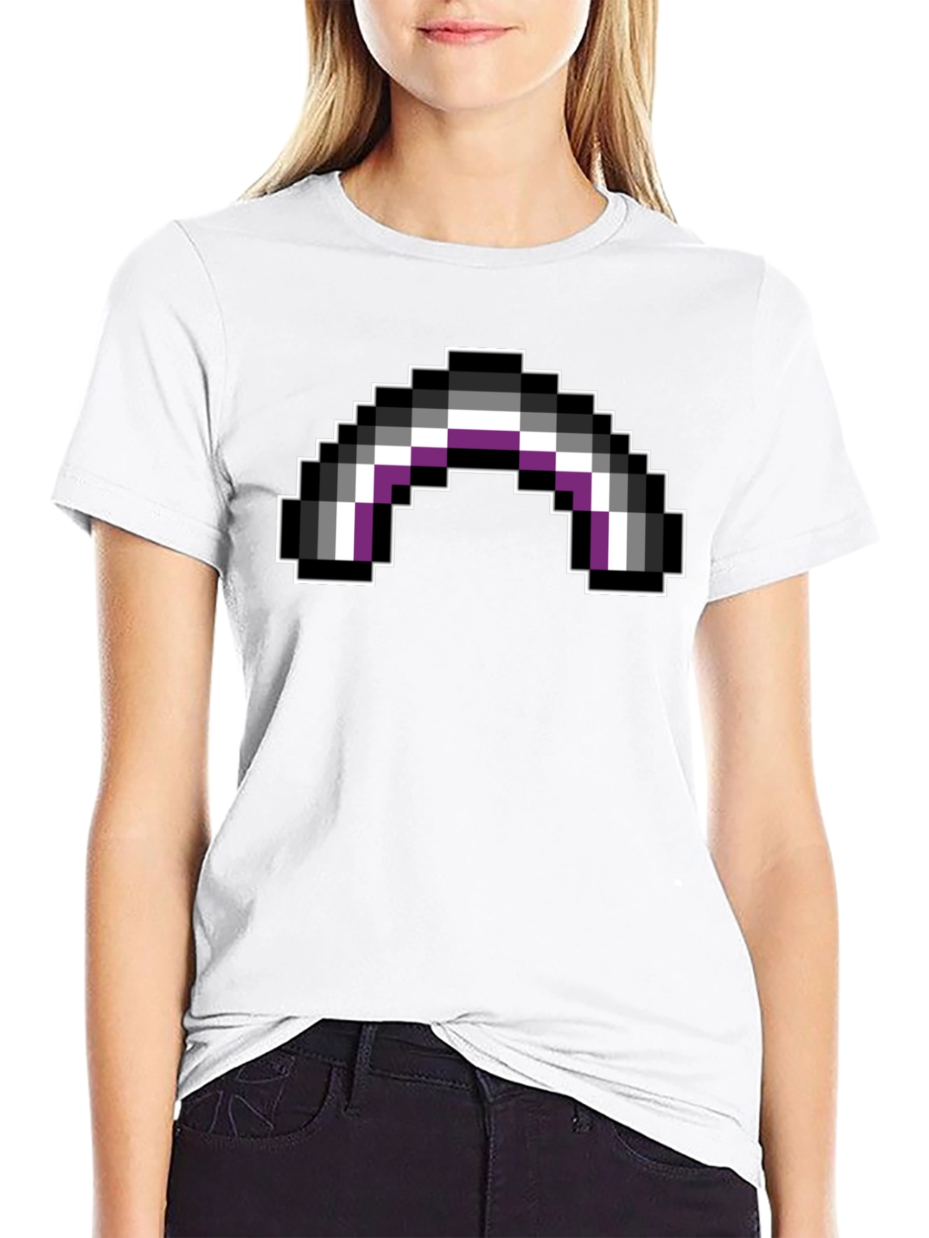Asexual Pride Flag Pixel Art Black T-Shirt