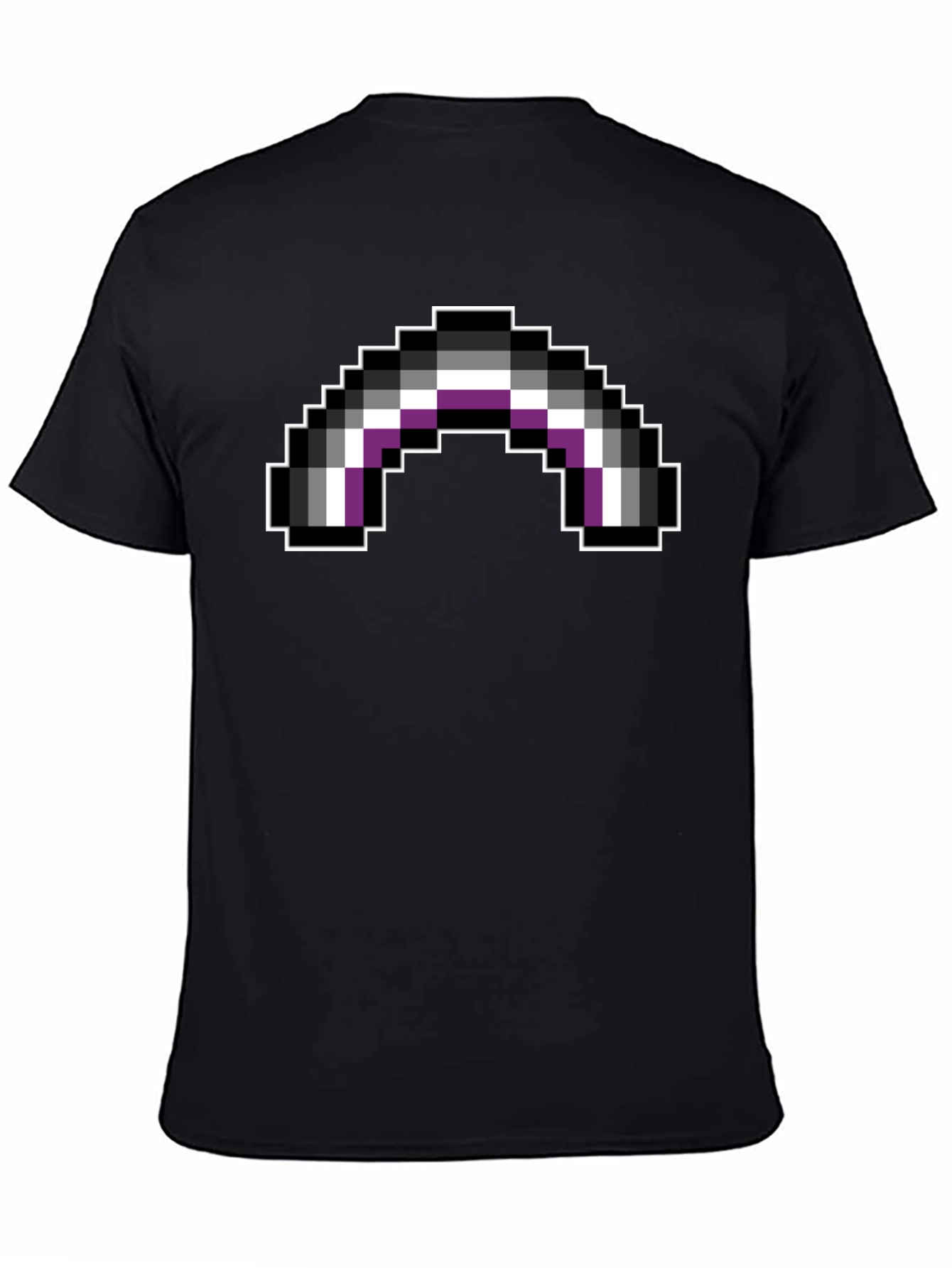 Asexual Pride Flag Pixel Art Black T-Shirt