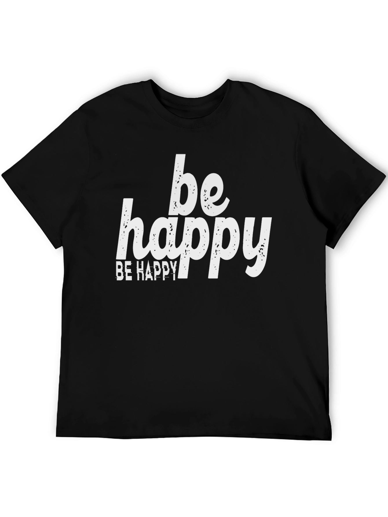 Be Happy Graphic Tee - Black Cotton Comfort