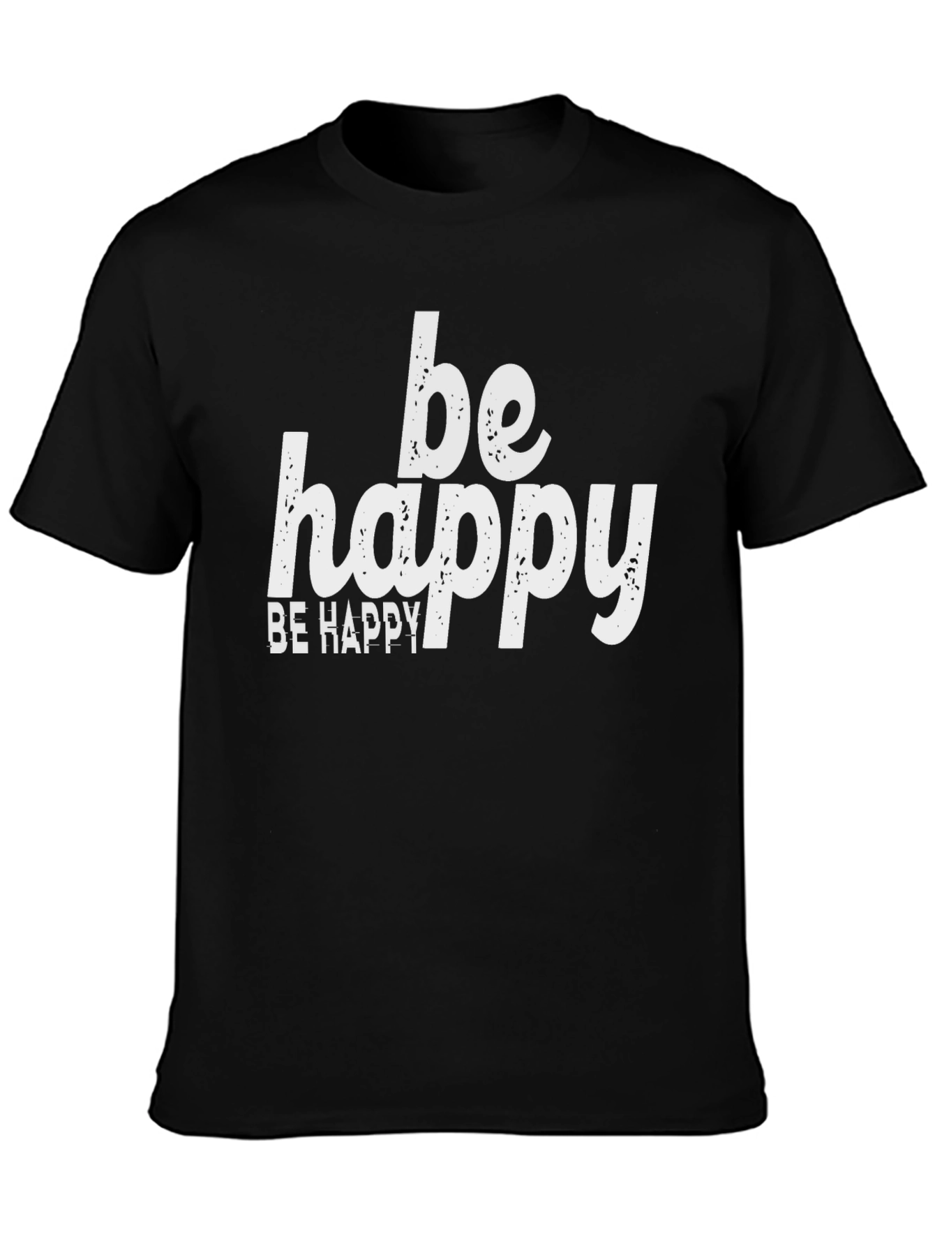 Be Happy Graphic Tee - Black Cotton Comfort