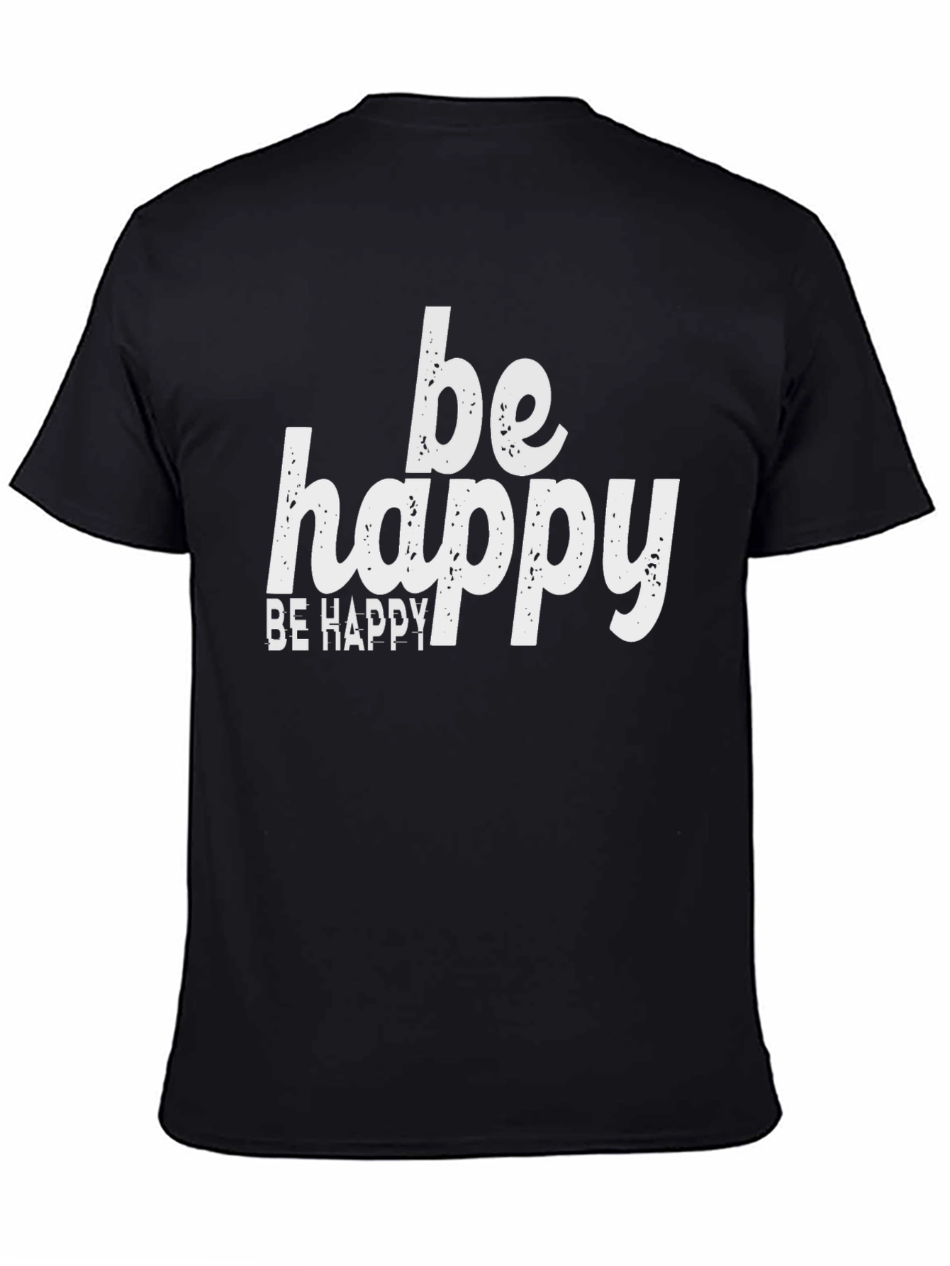 Be Happy Graphic Tee - Black Cotton Comfort