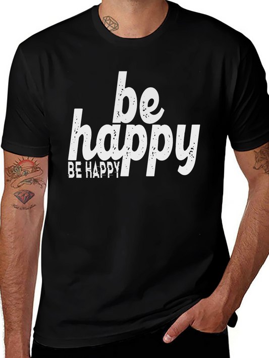 Be Happy Graphic Tee - Black Cotton Comfort