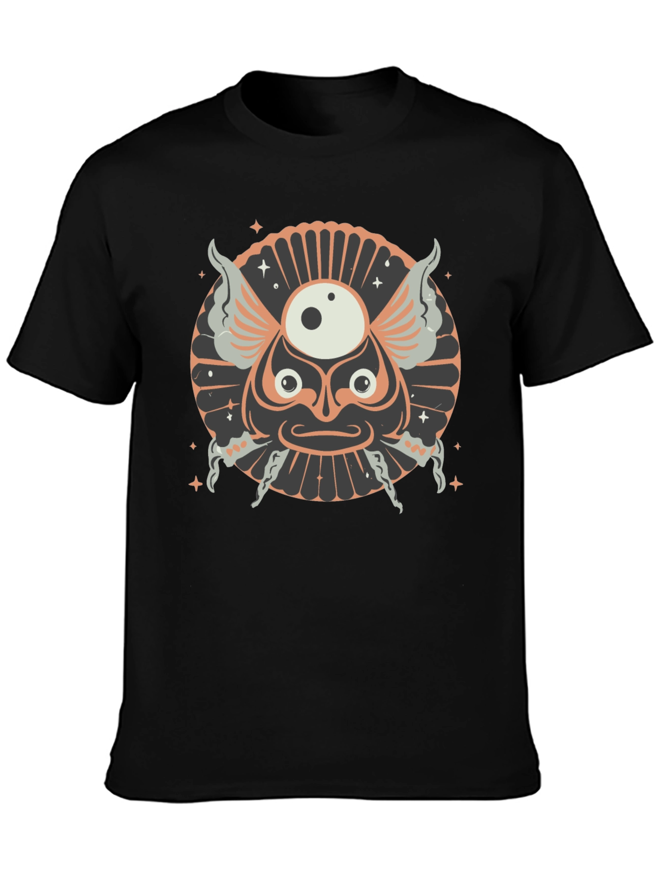 Unique Graphic Print Black Cotton T-Shirt