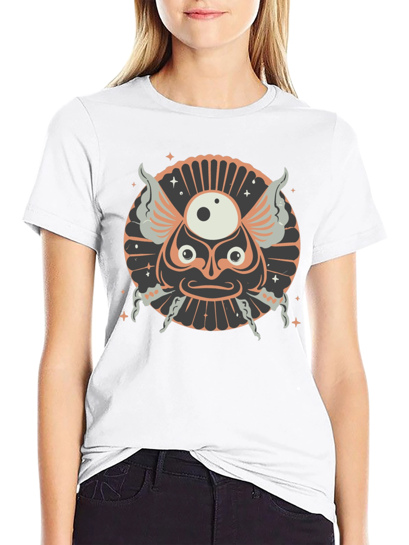 Unique Graphic Print Black Cotton T-Shirt
