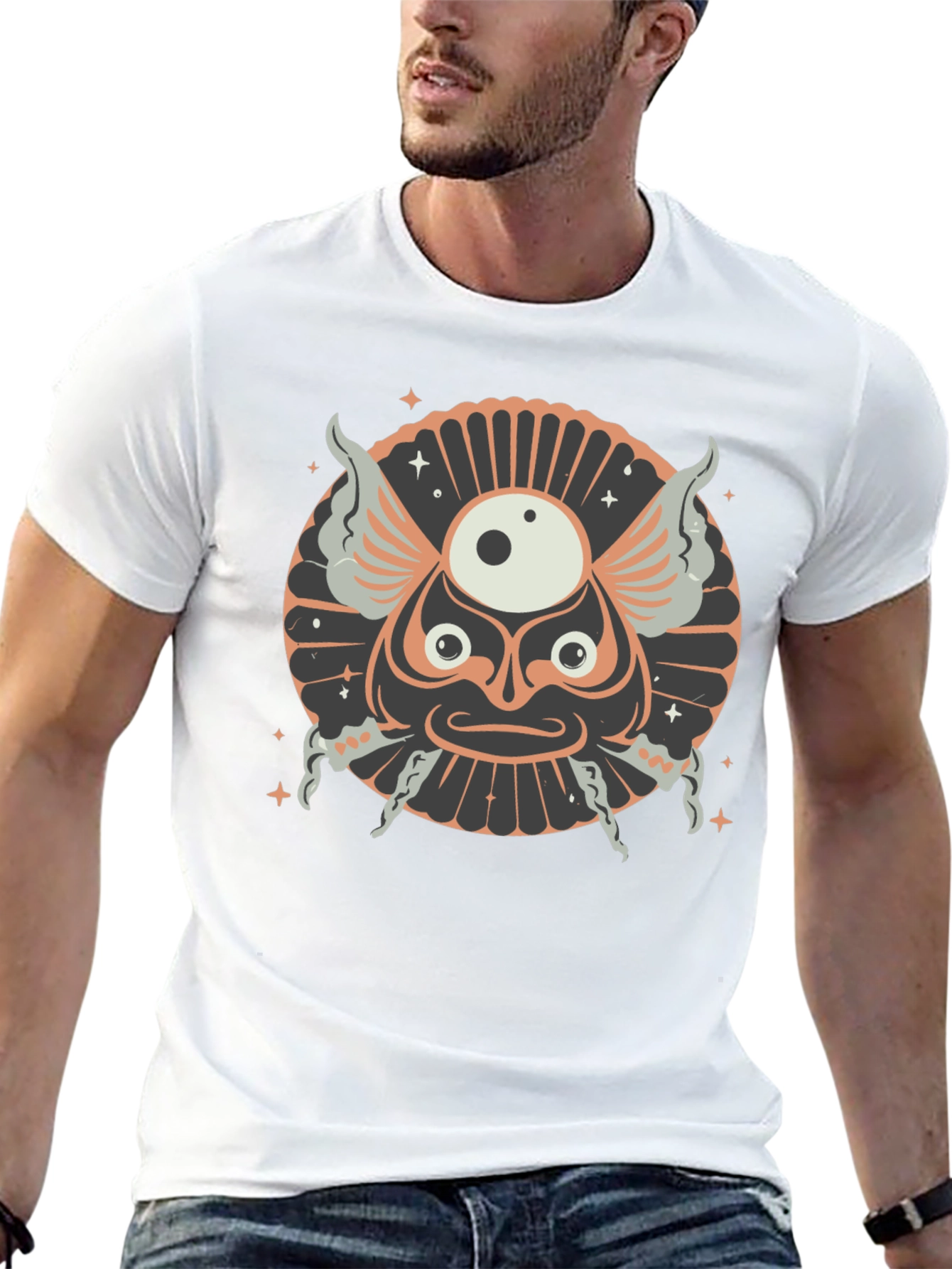 Unique Graphic Print Black Cotton T-Shirt