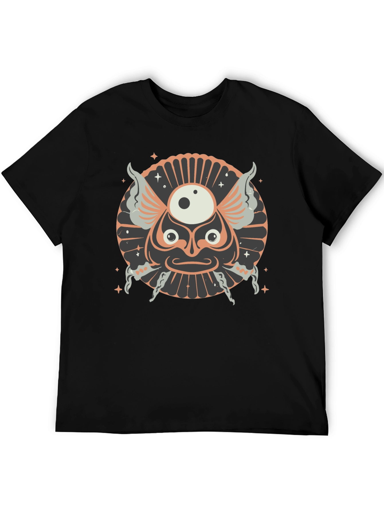 Unique Graphic Print Black Cotton T-Shirt