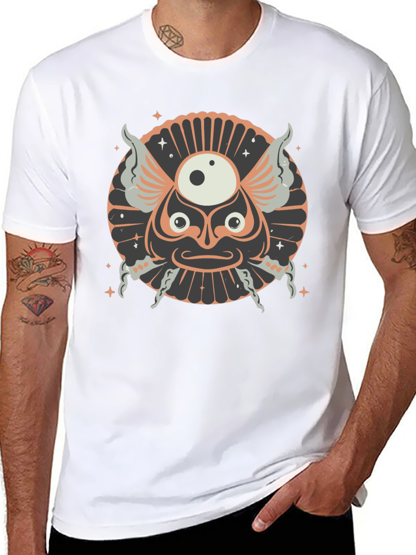 Unique Graphic Print Black Cotton T-Shirt