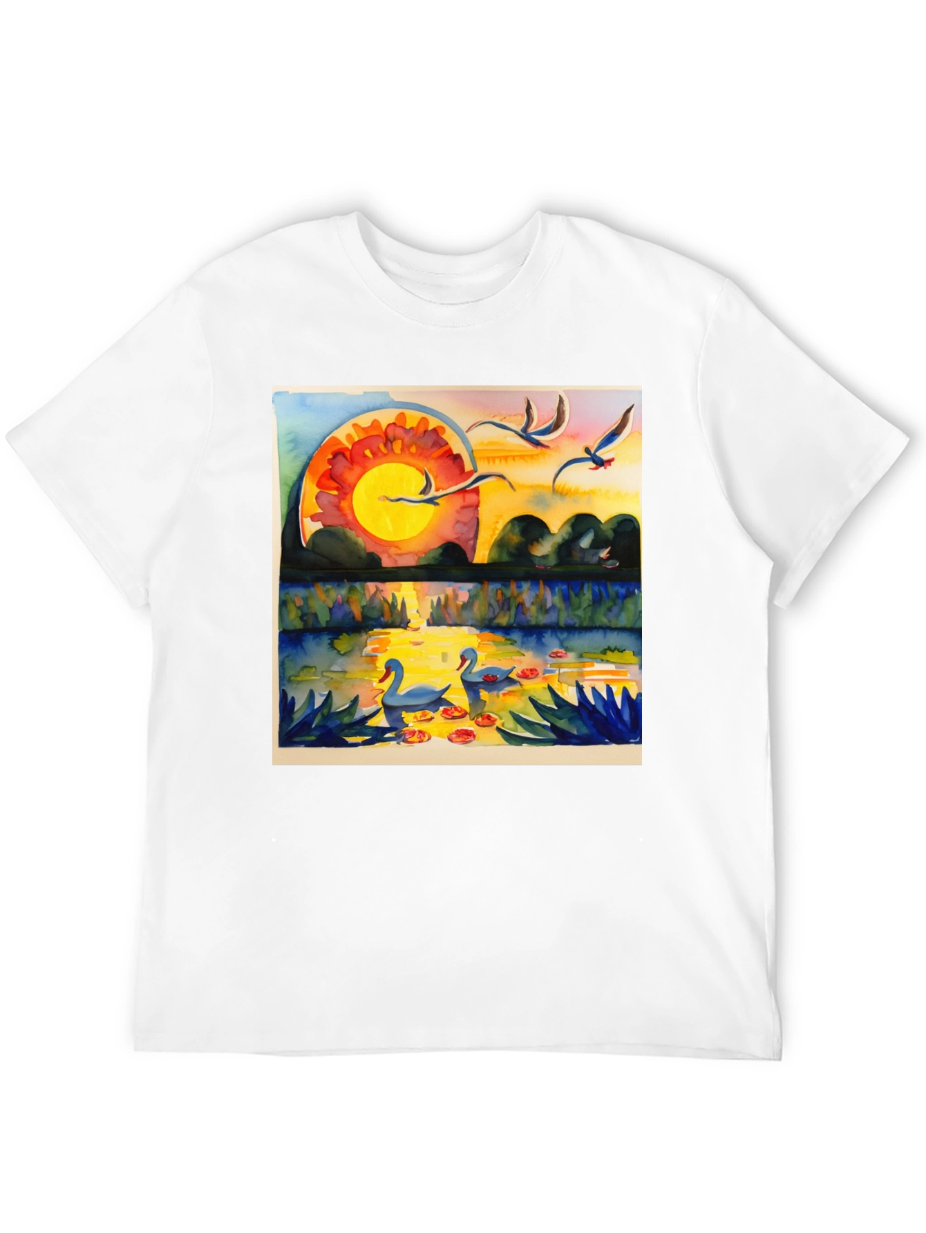 Sunset Swans Graphic Tee