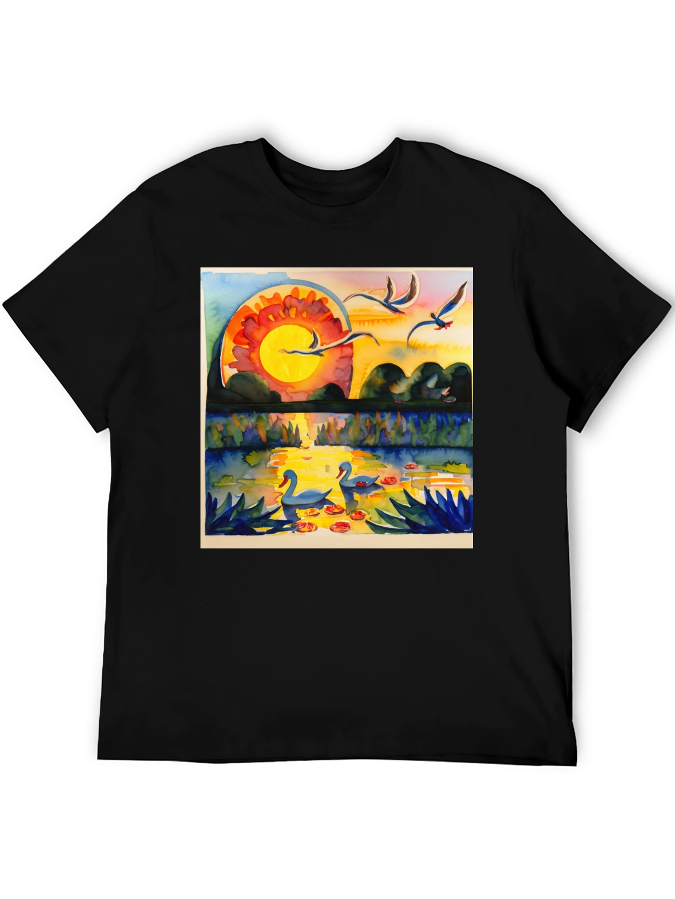 Sunset Swans Graphic Tee