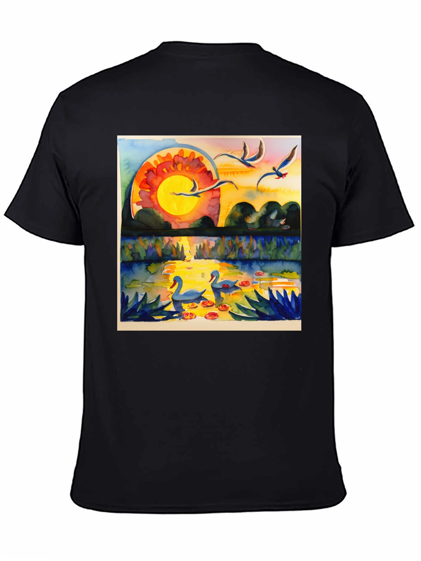 Sunset Swans Graphic Tee