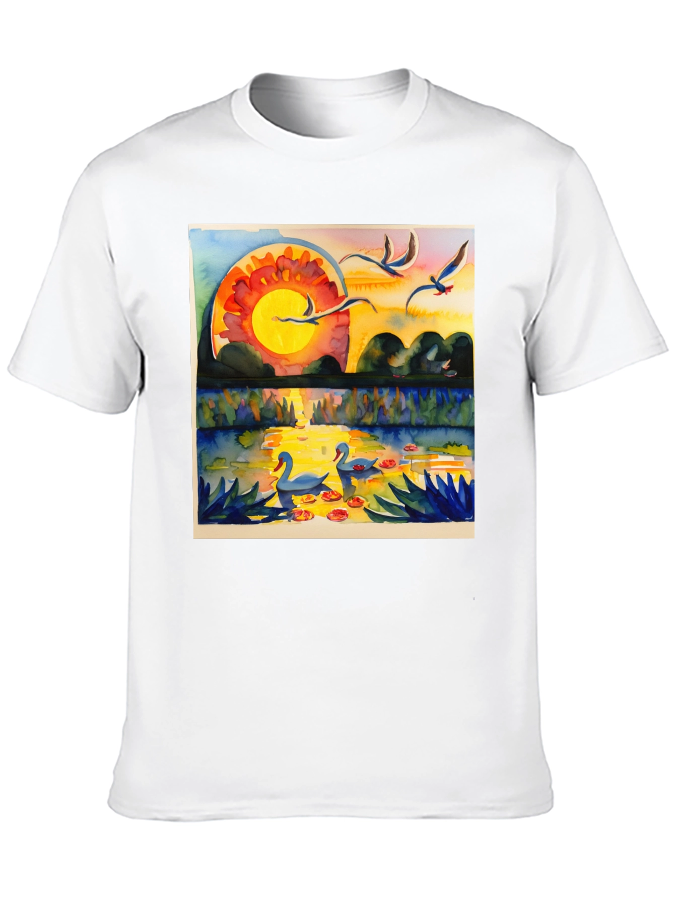 Sunset Swans Graphic Tee