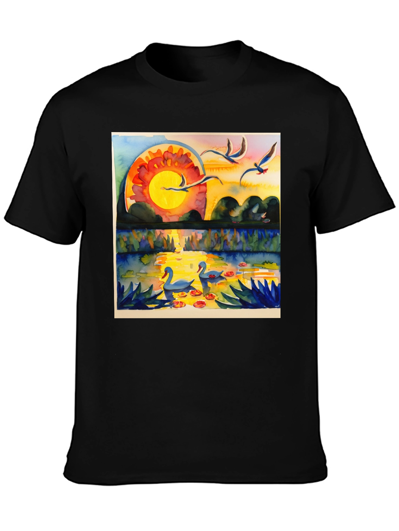 Sunset Swans Graphic Tee