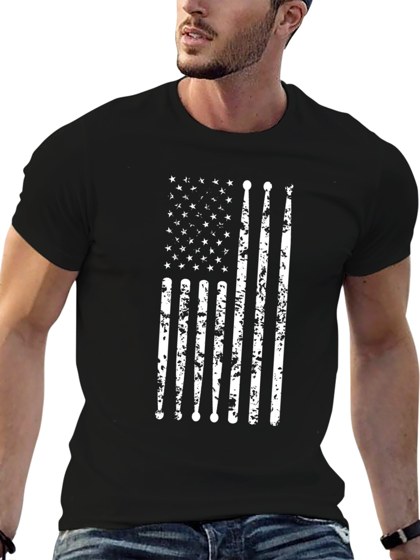 American Flag Drumsticks Graphic T-Shirt