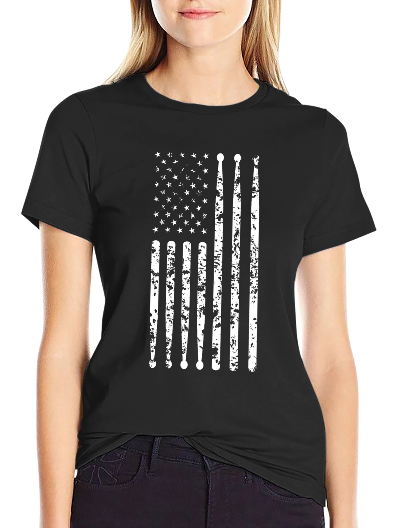 American Flag Drumsticks Graphic T-Shirt