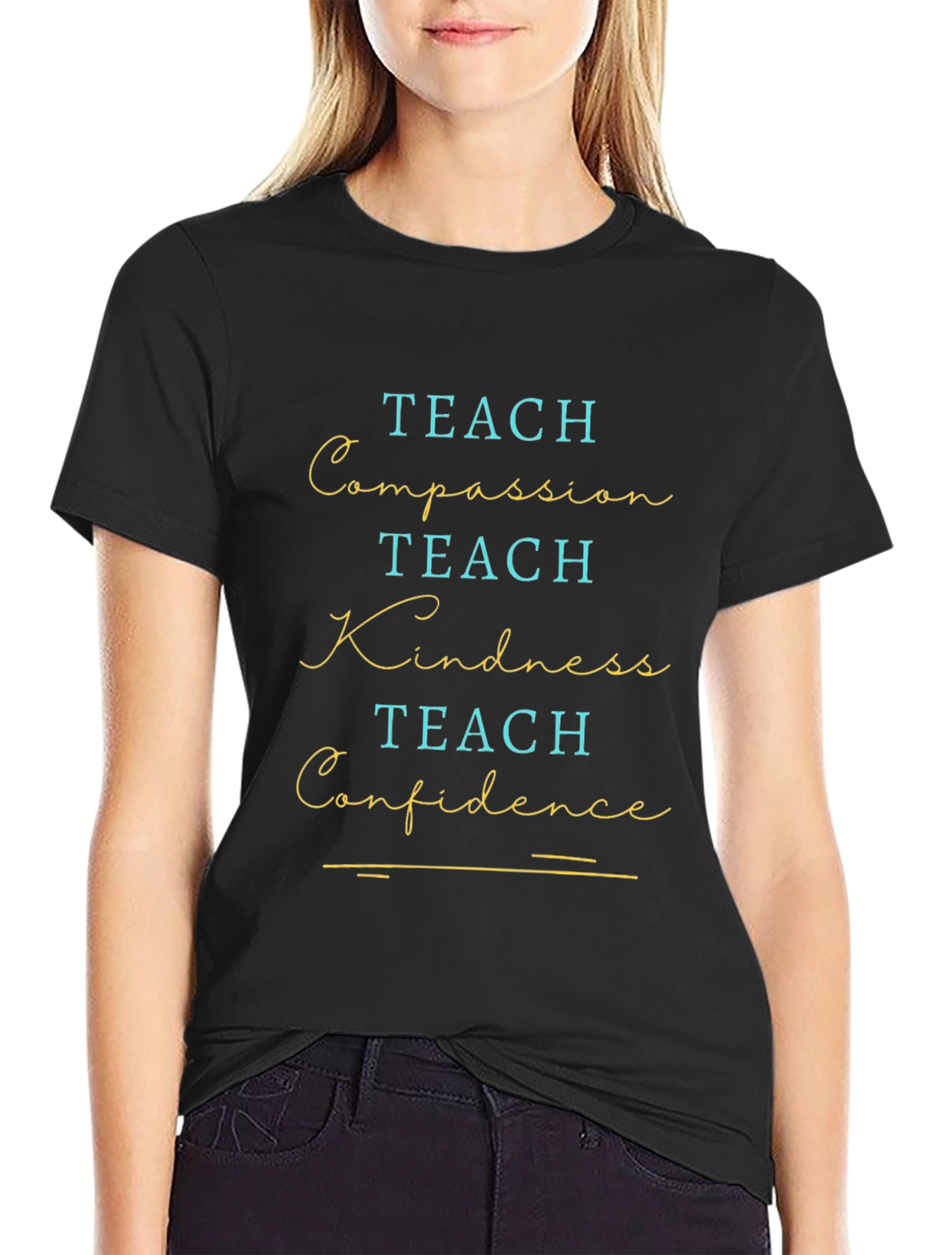 Teach Compassion Kindness and Confidence Graphic Tee