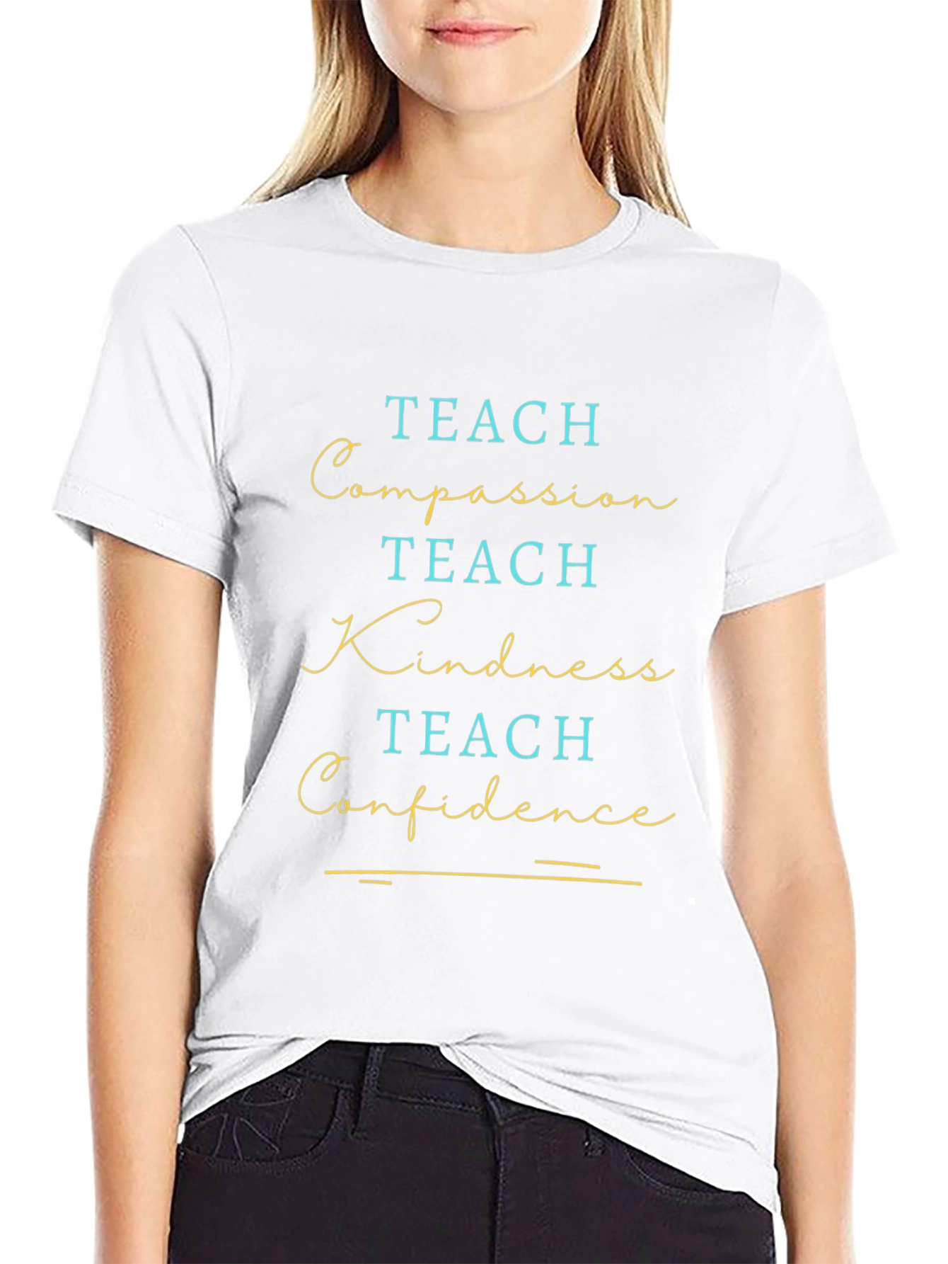 Teach Compassion Kindness and Confidence Graphic Tee