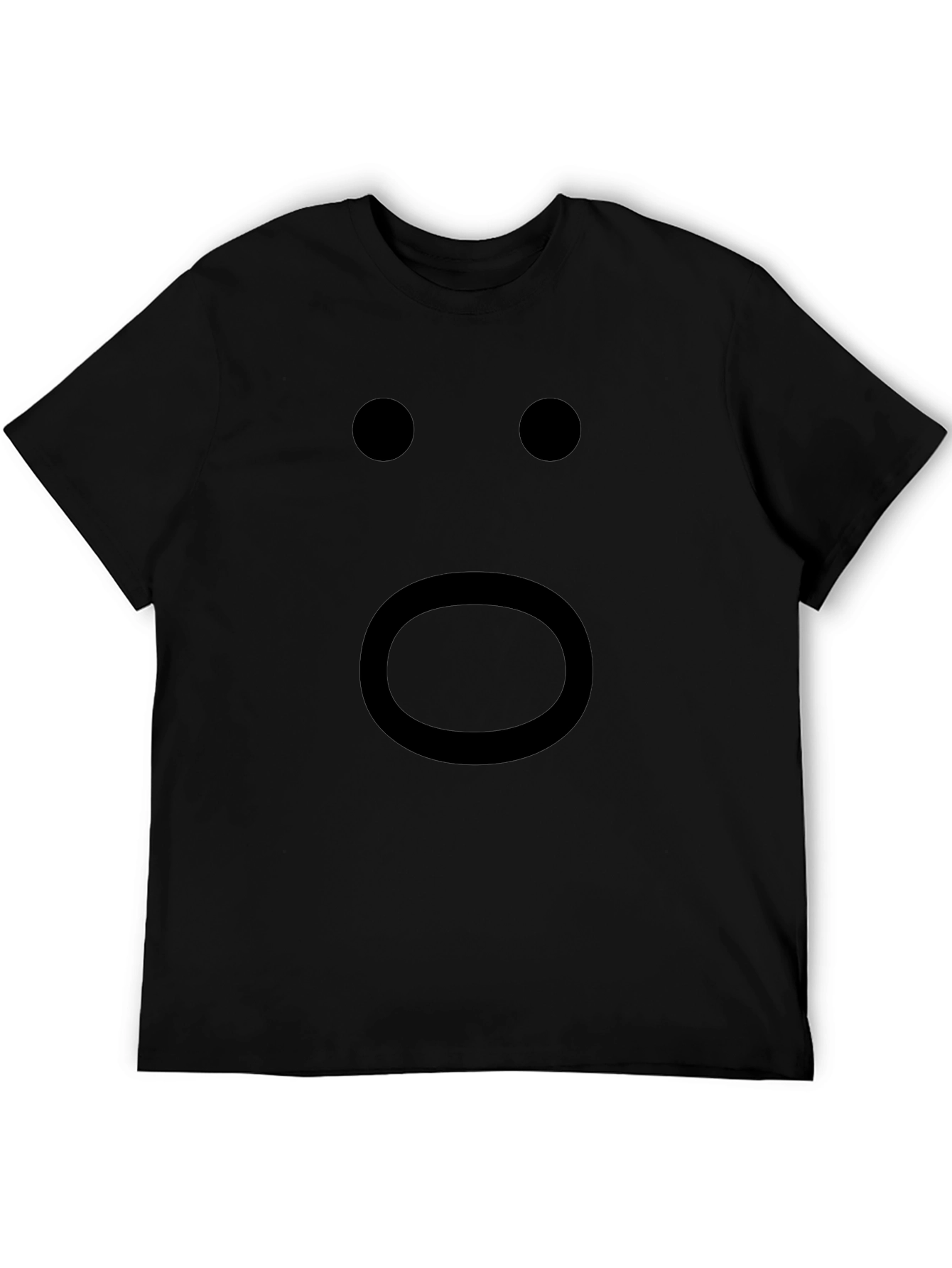 Shocked Face Emoji Graphic T-Shirt - Black