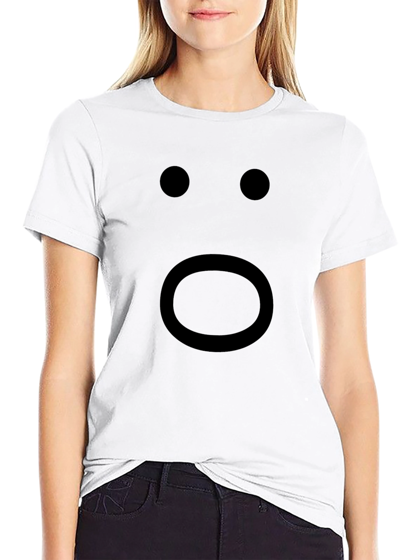 Shocked Face Emoji Graphic T-Shirt - Black