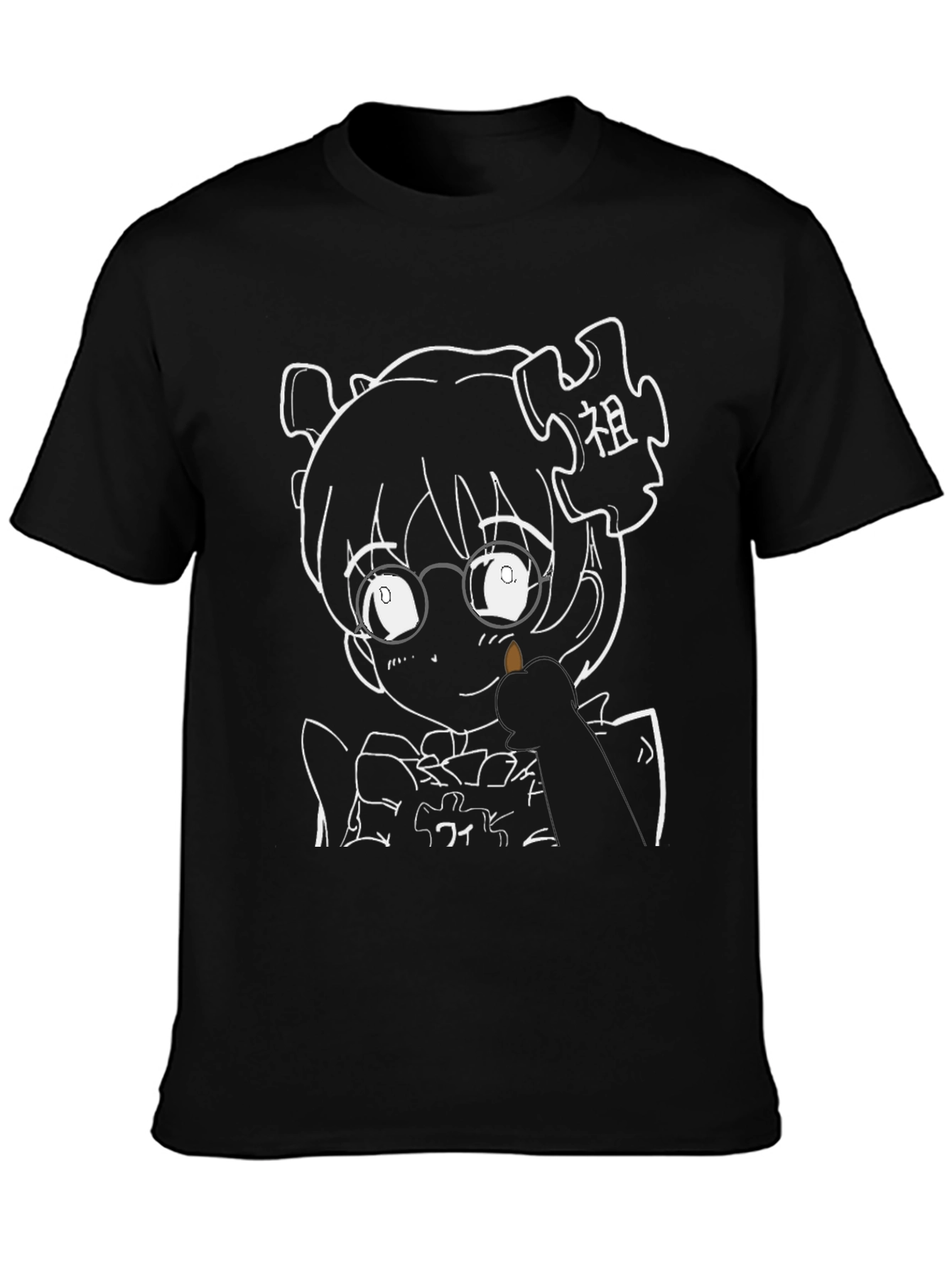 Anime Puzzle Piece Black Graphic Tee
