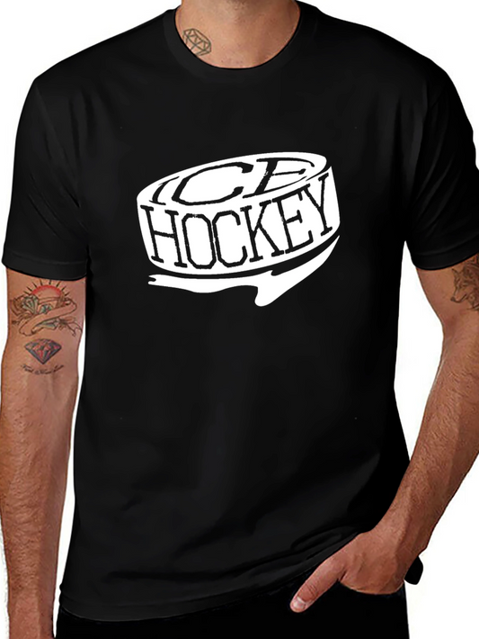 Ice Hockey Graphic Tee - Black Cotton T-Shirt