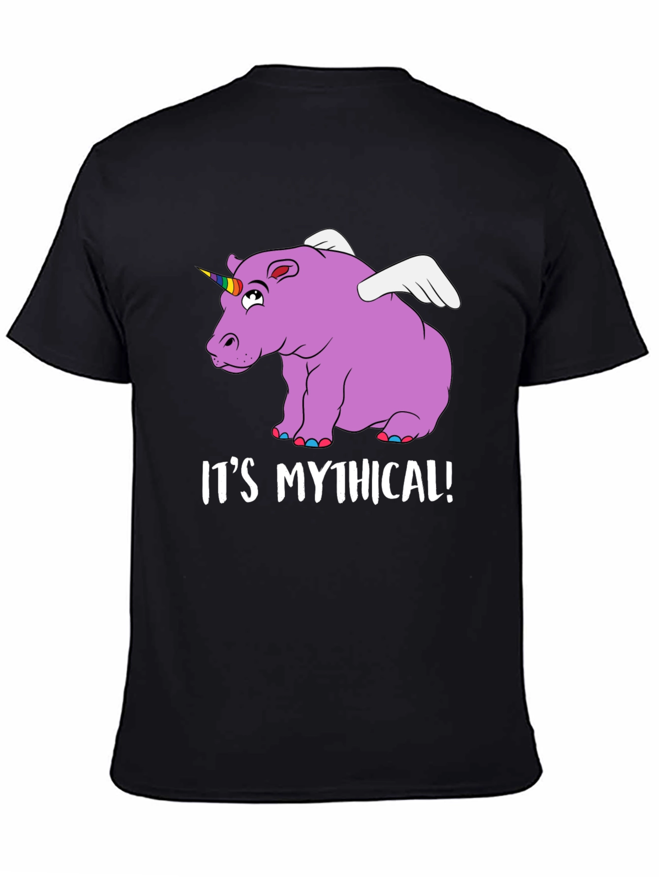 Mythical Hippo Unicorn Black T-Shirt