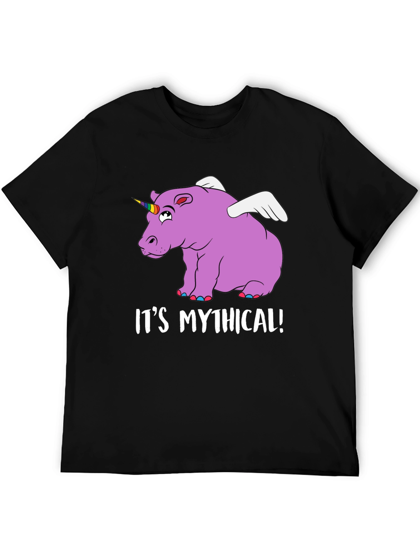 Mythical Hippo Unicorn Black T-Shirt