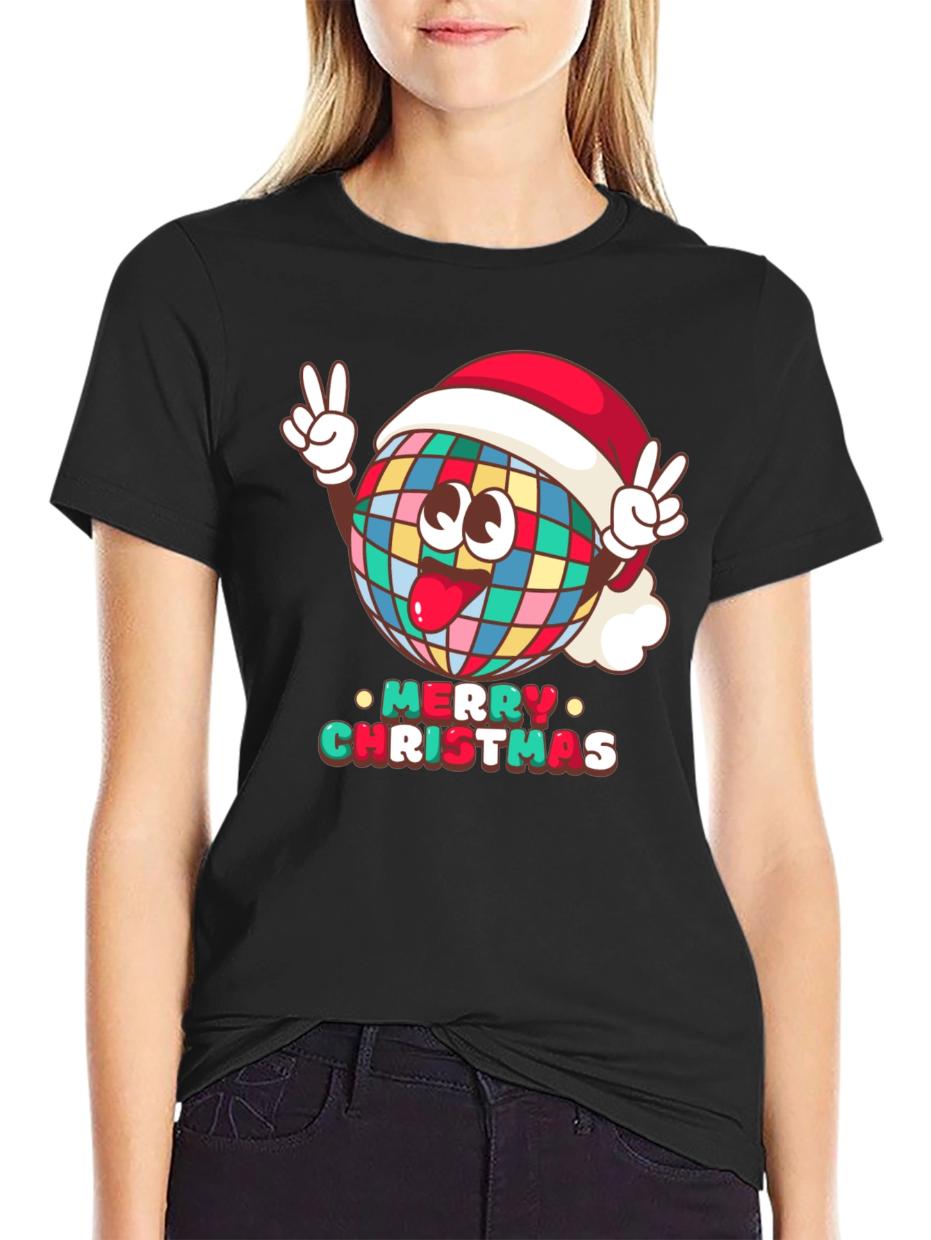 Merry Christmas Disco Ball Graphic Tee